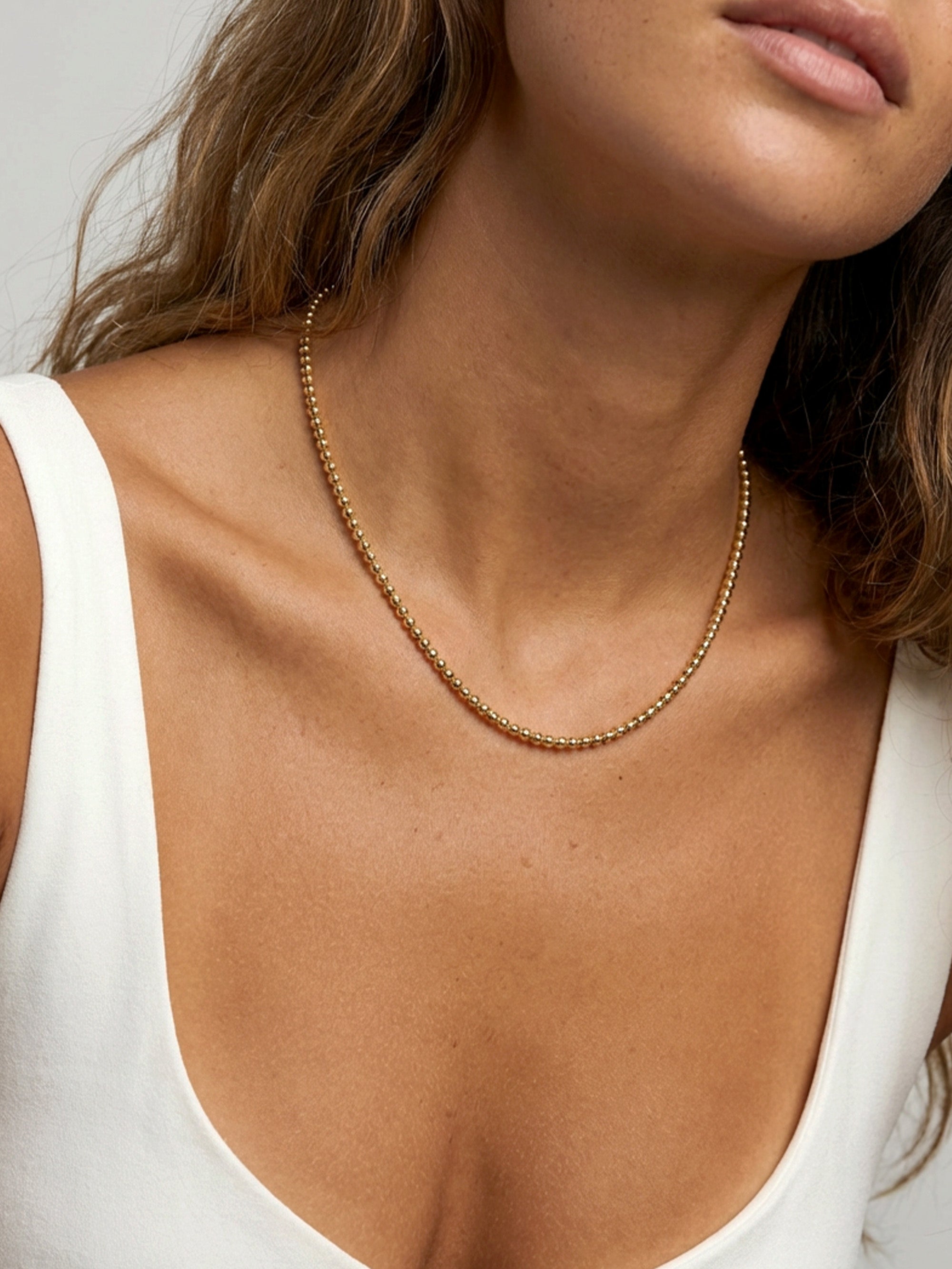 Dainty Sphere Bobble Choker or Necklace With Round Beads