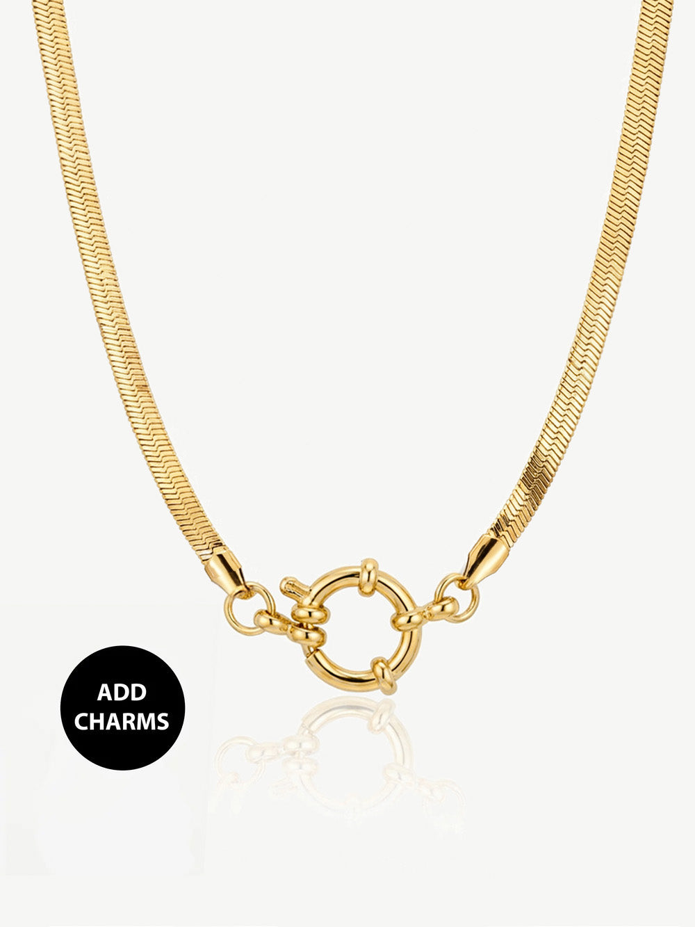 Herringbone Chain Choker Necklace For Charms - 40cm