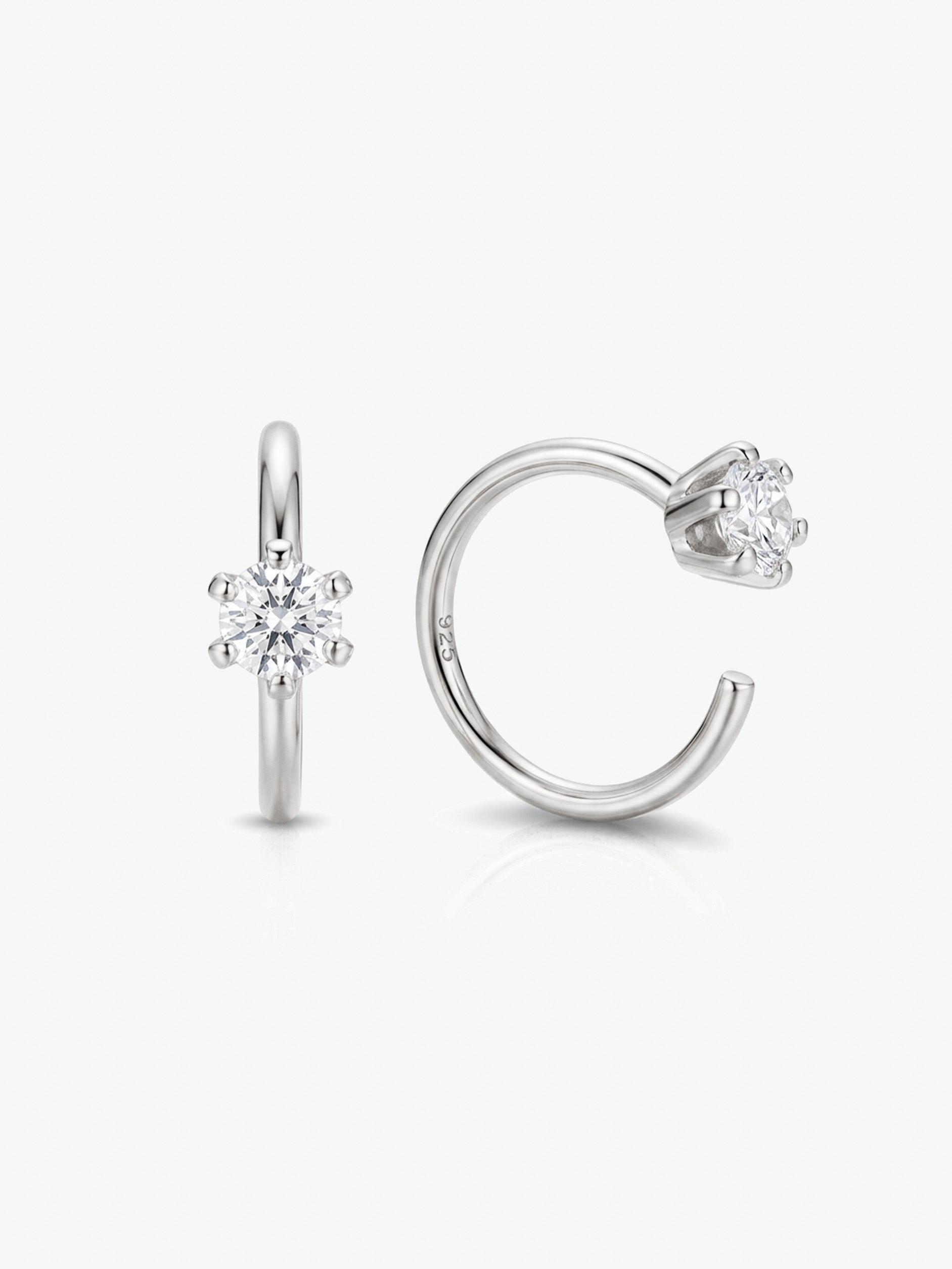 Dainty Threader Hoop Earrings With Cubic Zirconia Stone