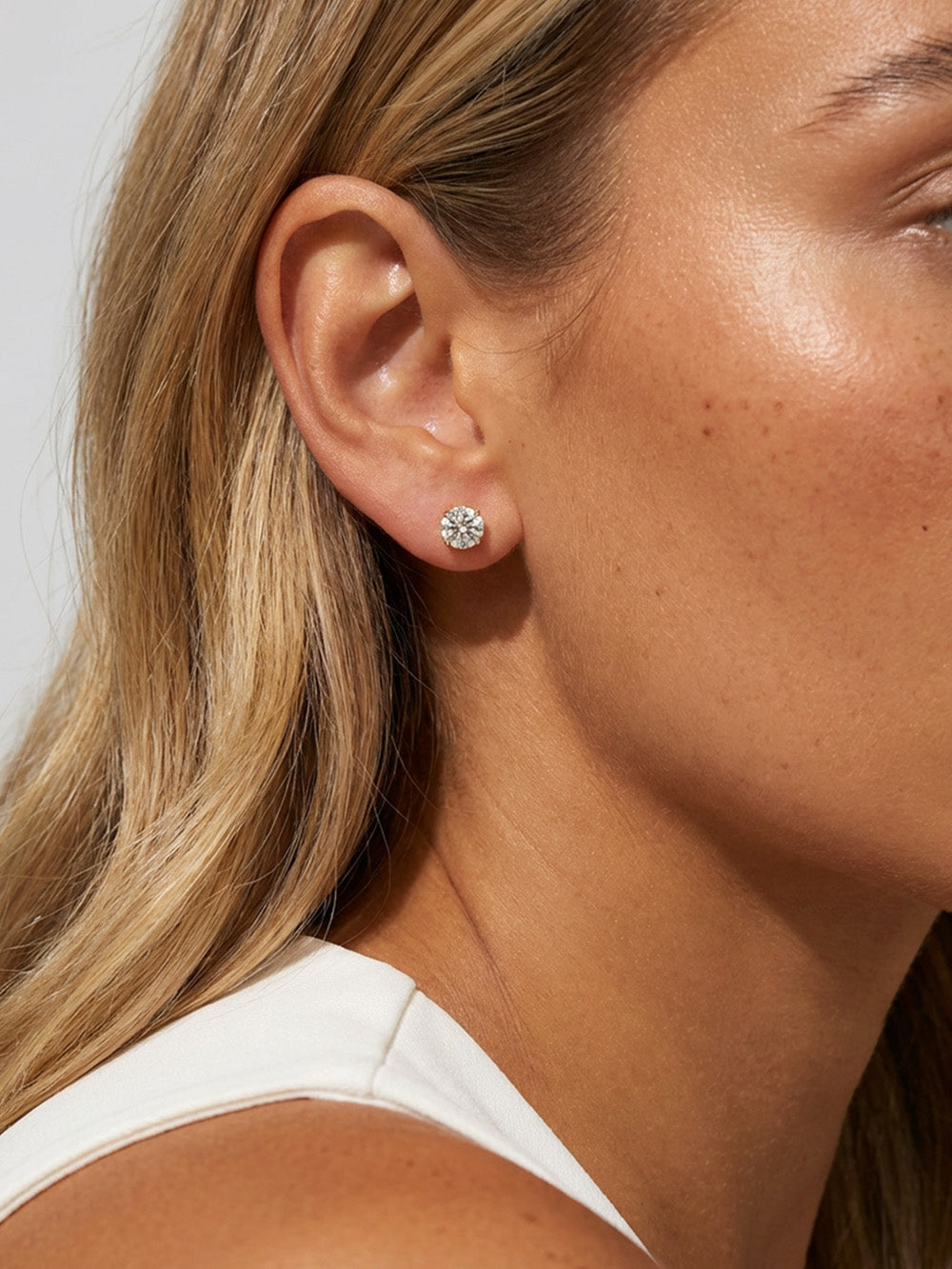 3, 4 or 5mm Solitaire Round Stone Earrings - Screw Back