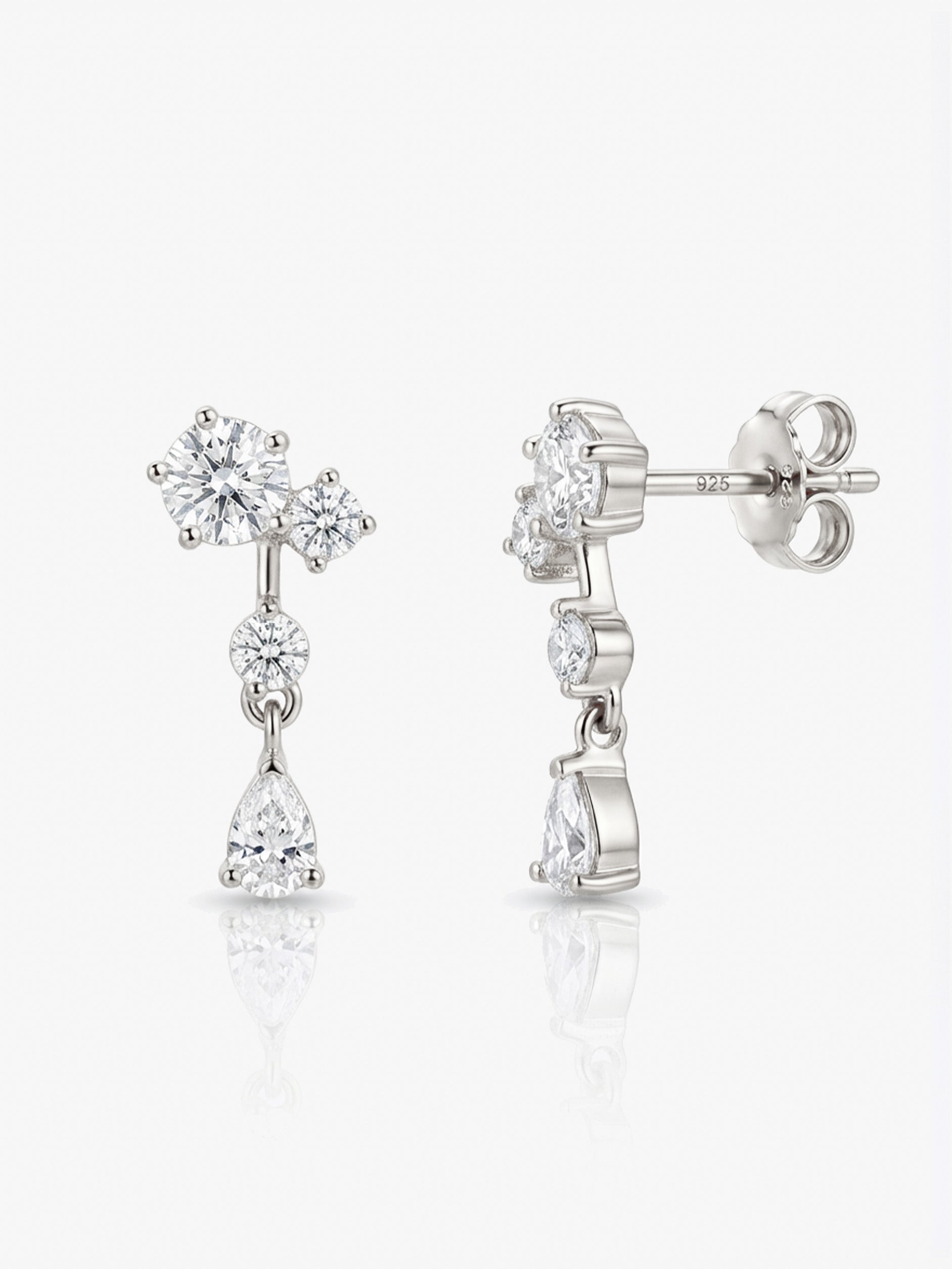 Dainty Cluster Drop Stud Earrings