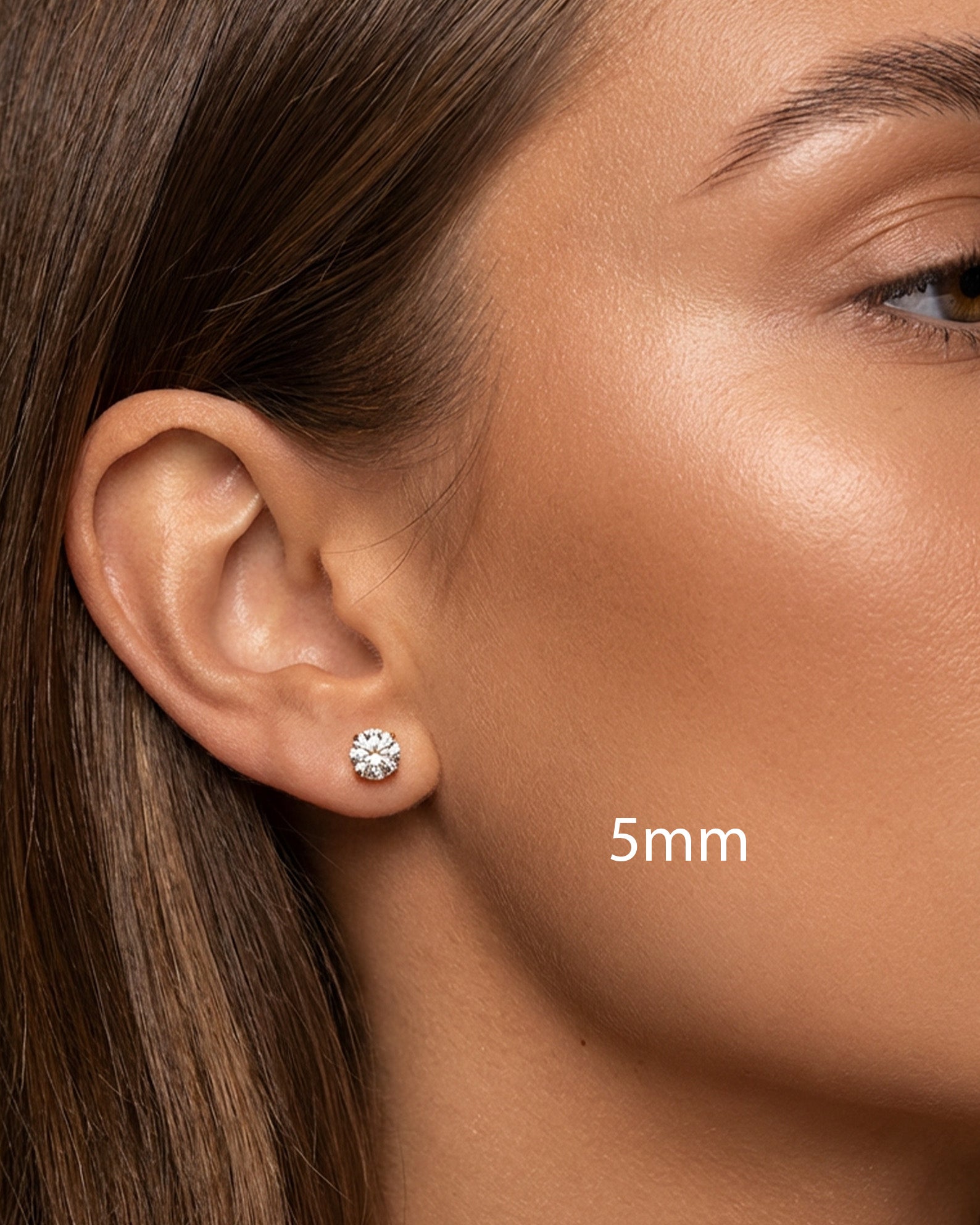 3, 4 or 5mm Solitaire Round Stone Earrings - Screw Back