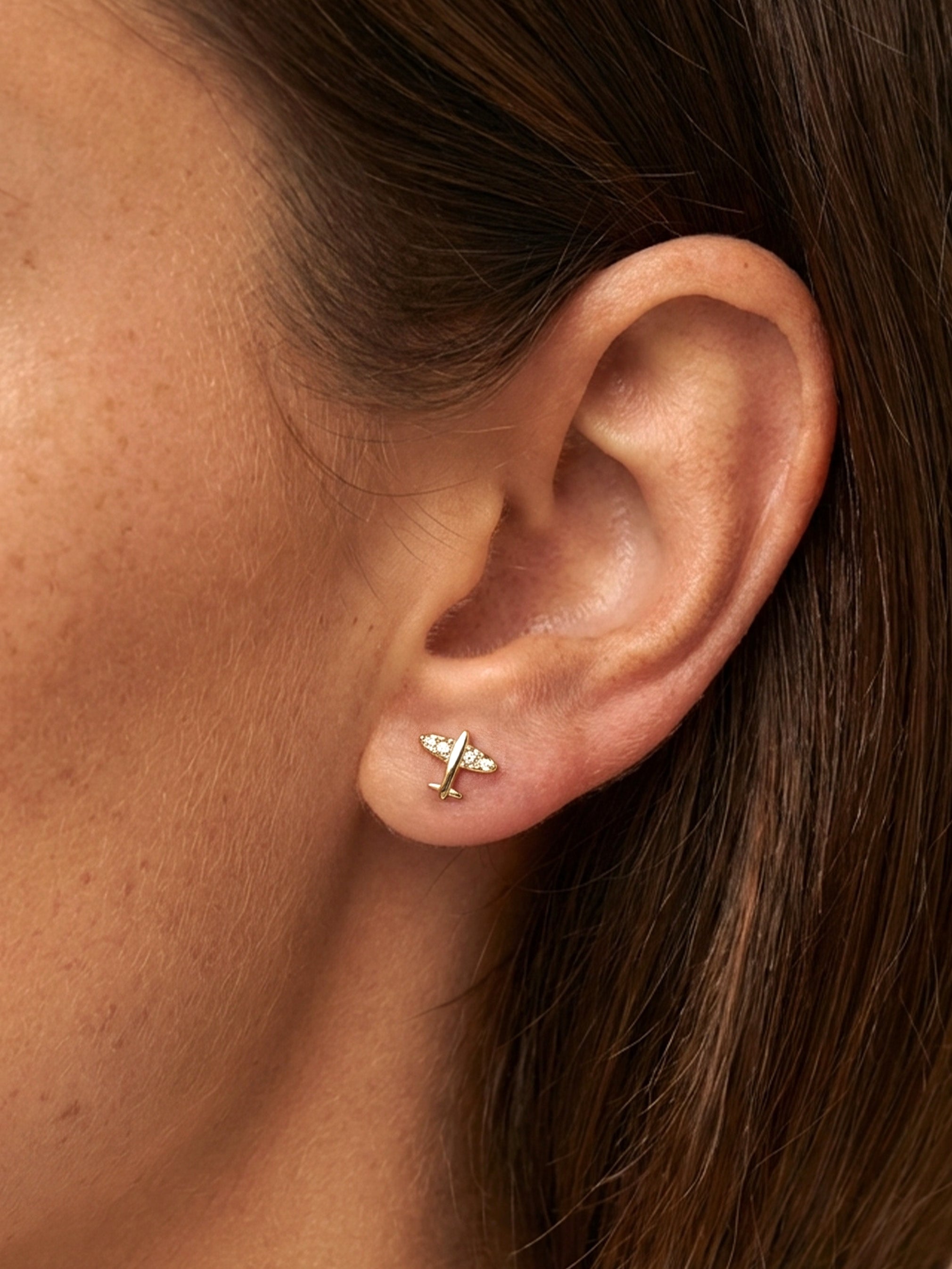Tiny Airplane Stud Earrings