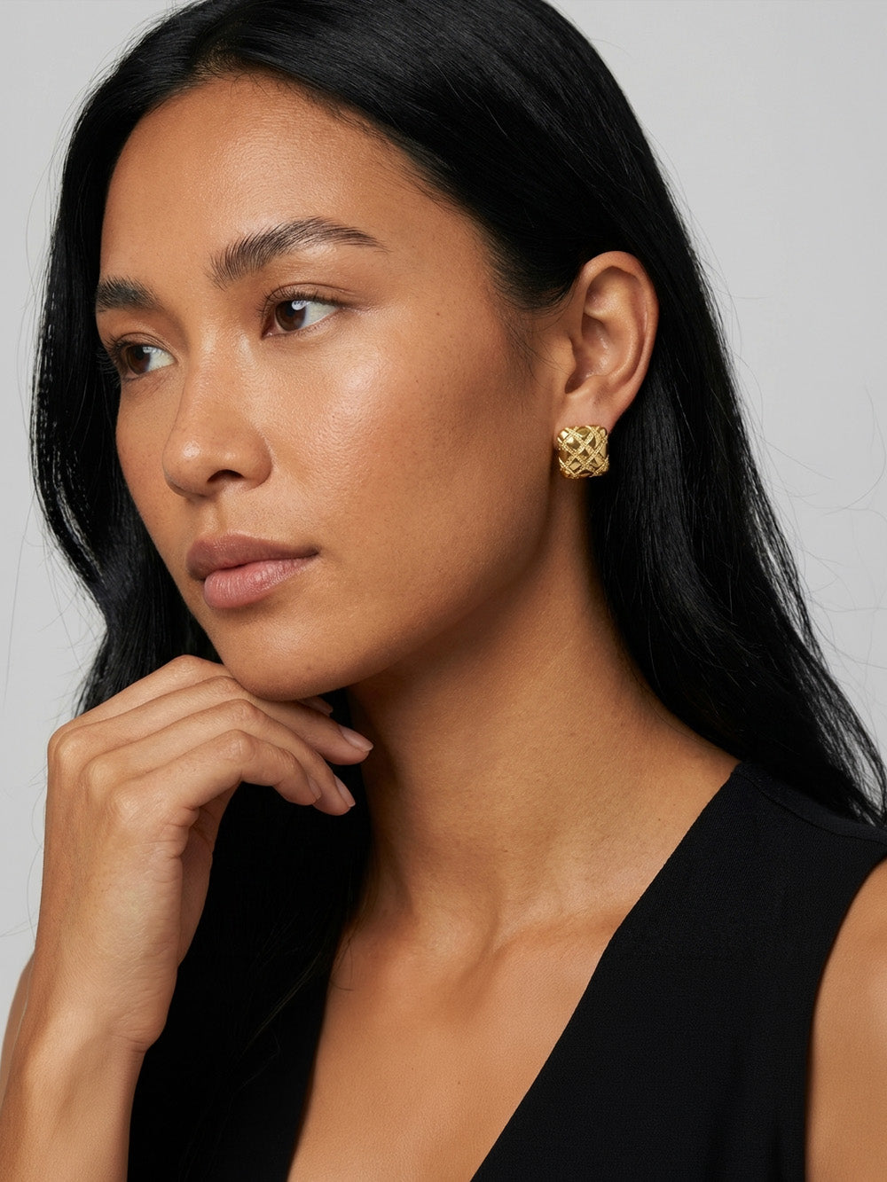 Quilted Statement Stud Earrings
