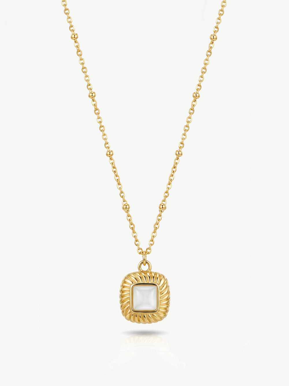 Square Pearl Necklace With Bobble Chain