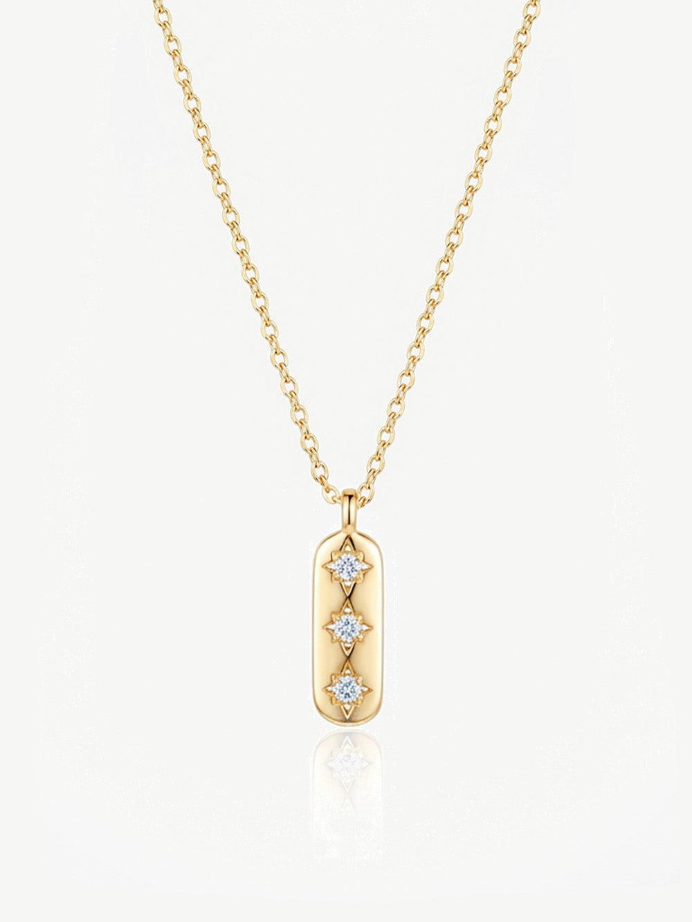 Vertical Bar Necklace With Three Stars