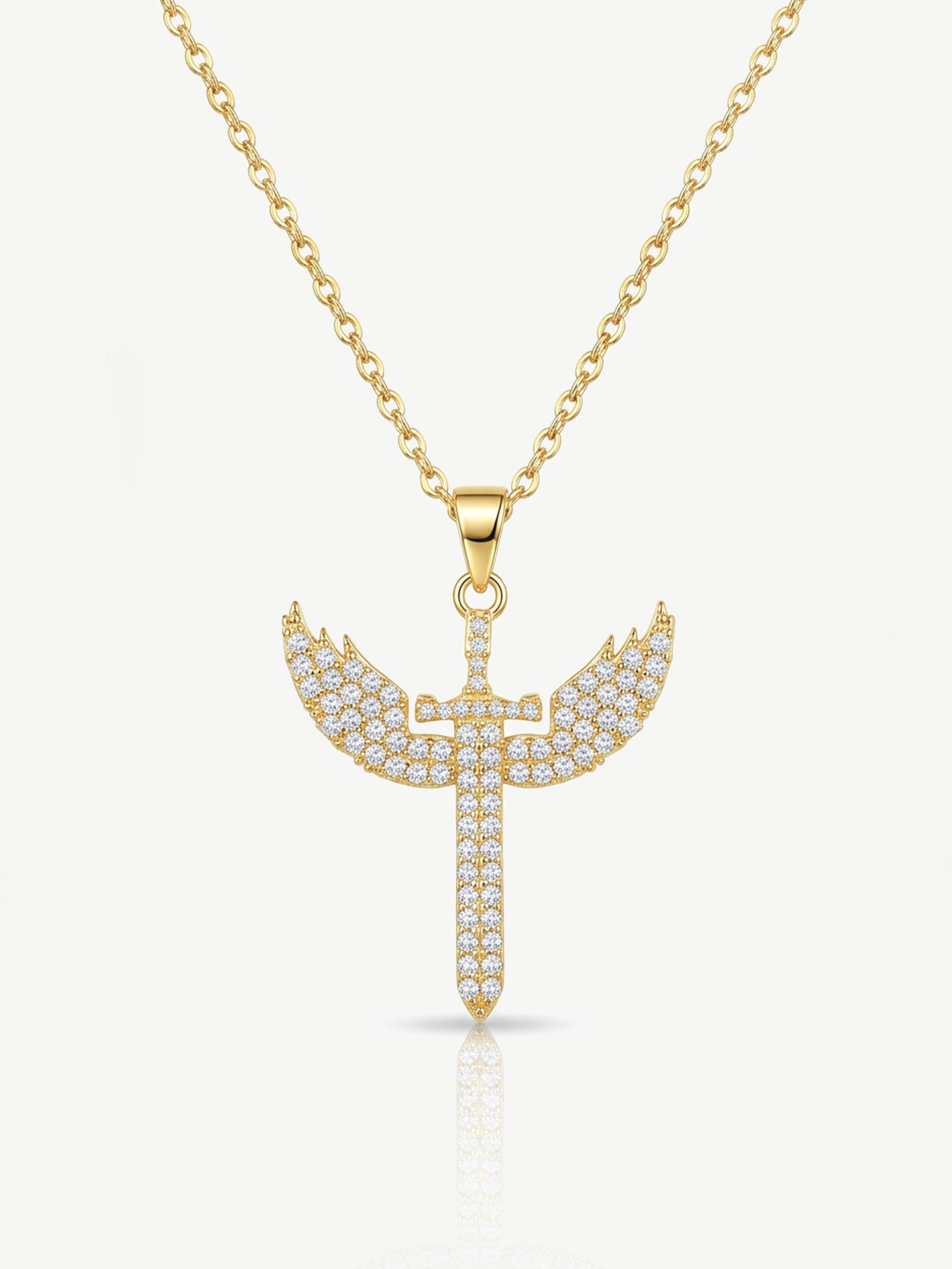 Pave Winged Cross Necklace