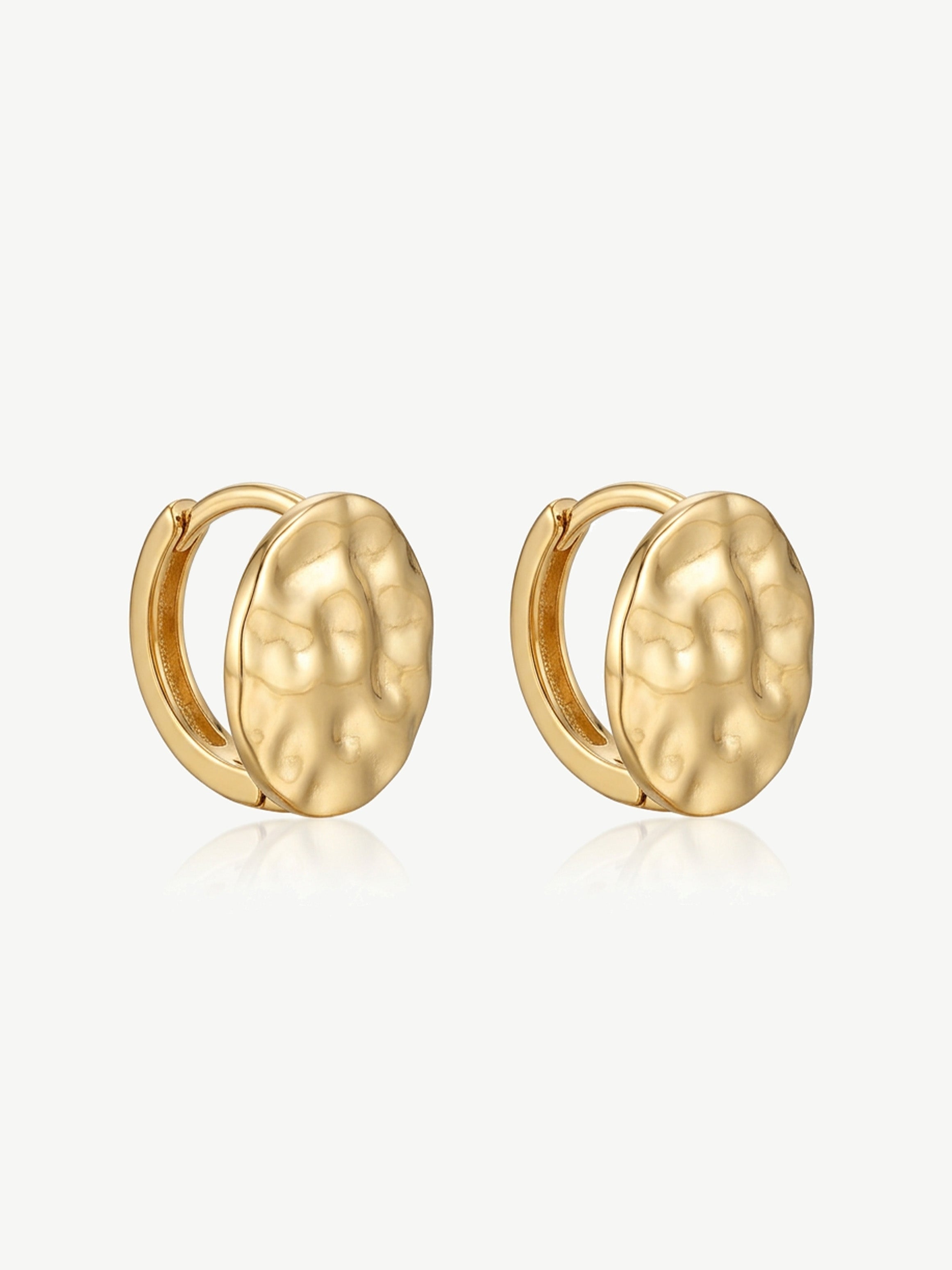 Textured Disc Huggie Hoop Earrings