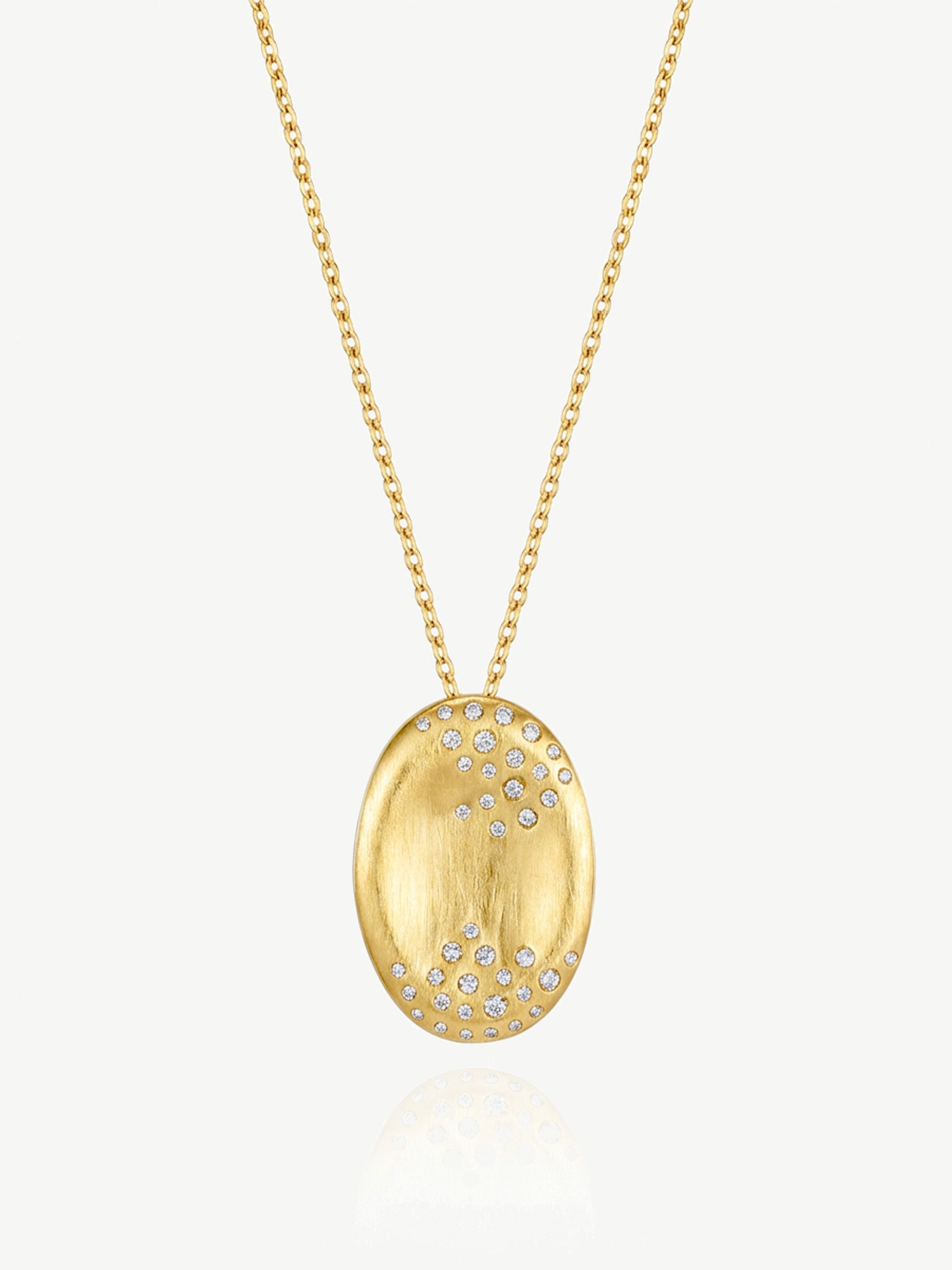 Textured Oval Disc Pendant Necklace