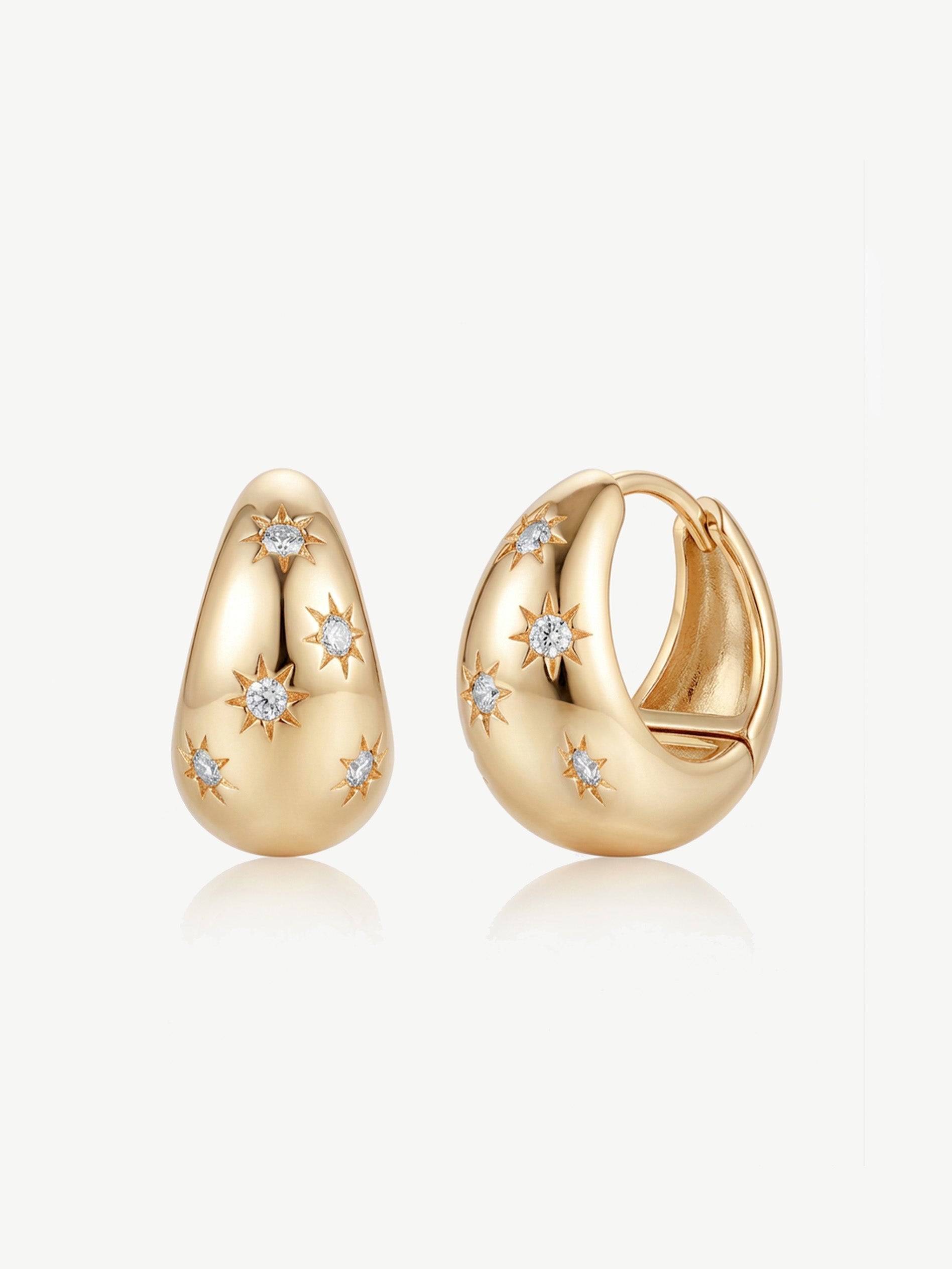 Thick Starry Hoop Earrings