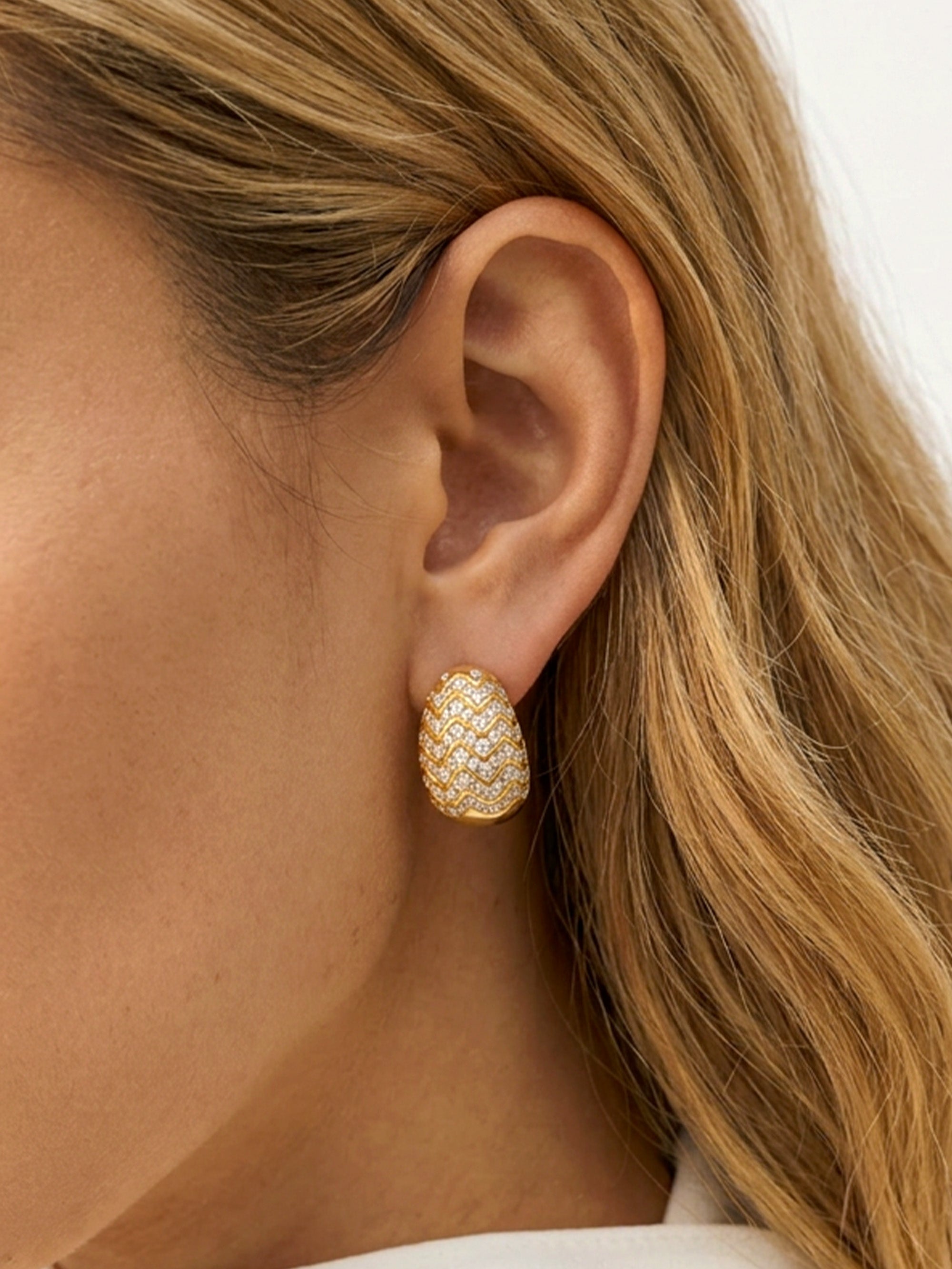 Pavé Drop Hoop Earrings