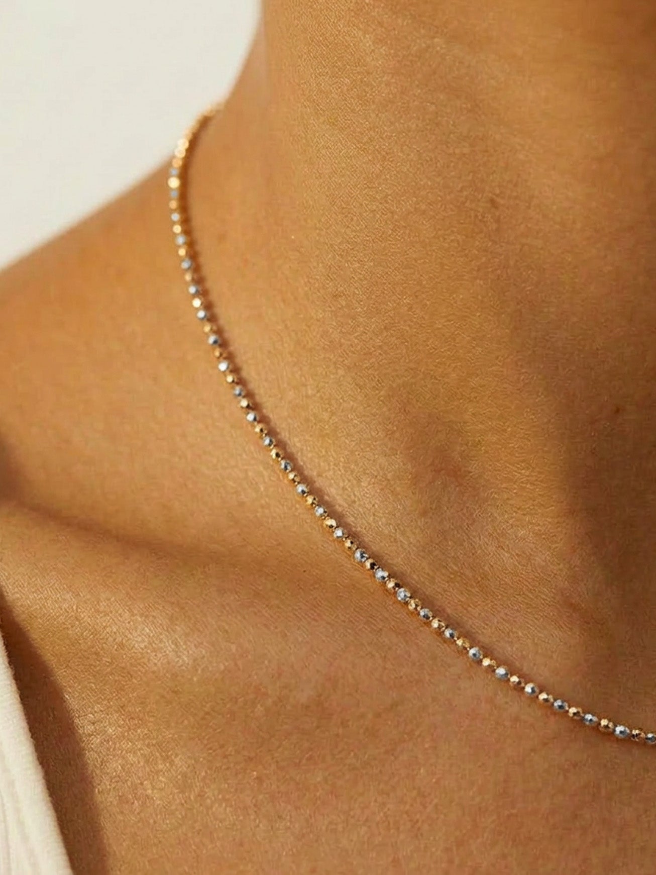 Two Tone Beaded Chain Necklace - Adjustable