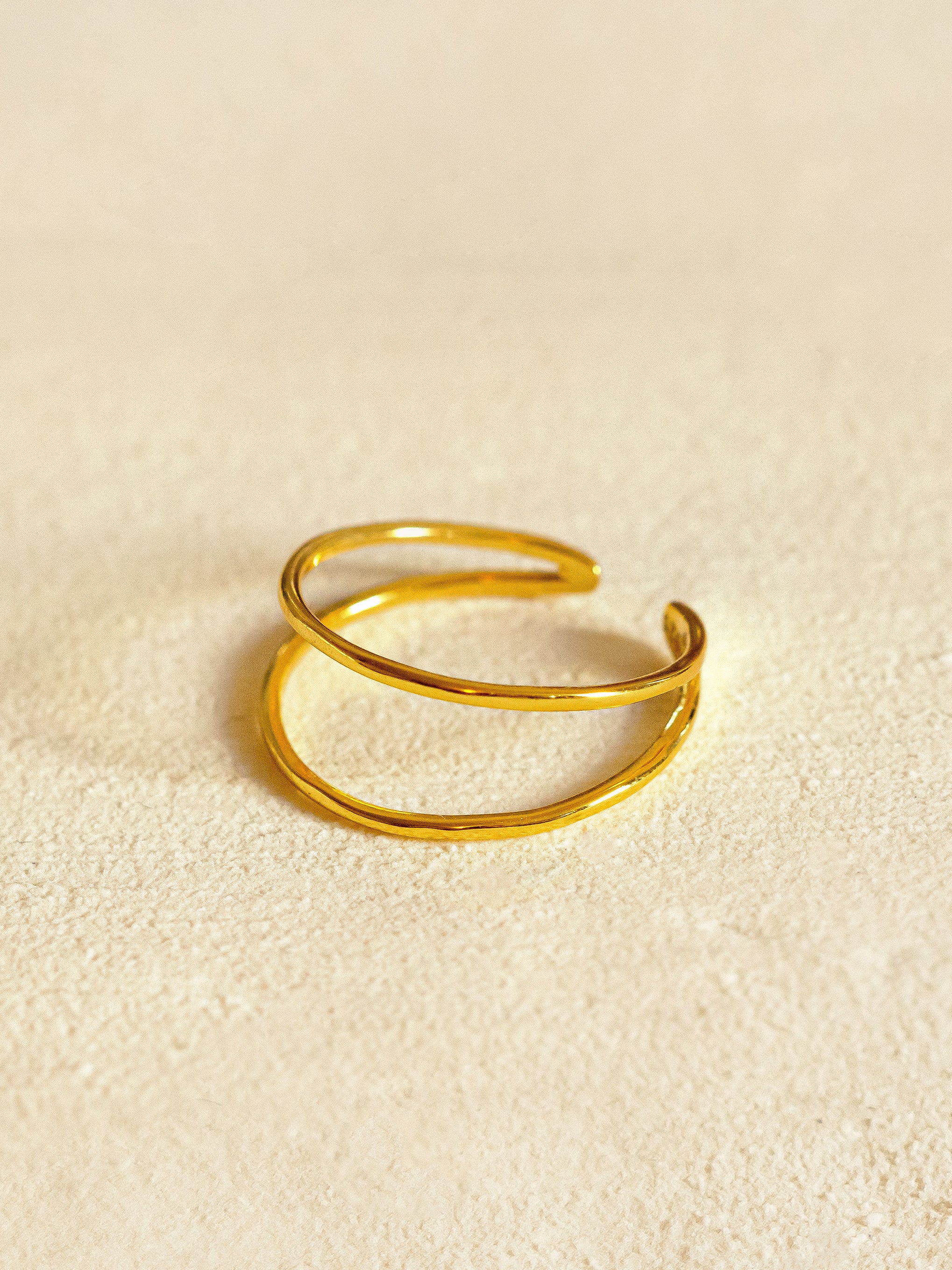 Gold Thin Adjustable Wave Ring - Double Band
