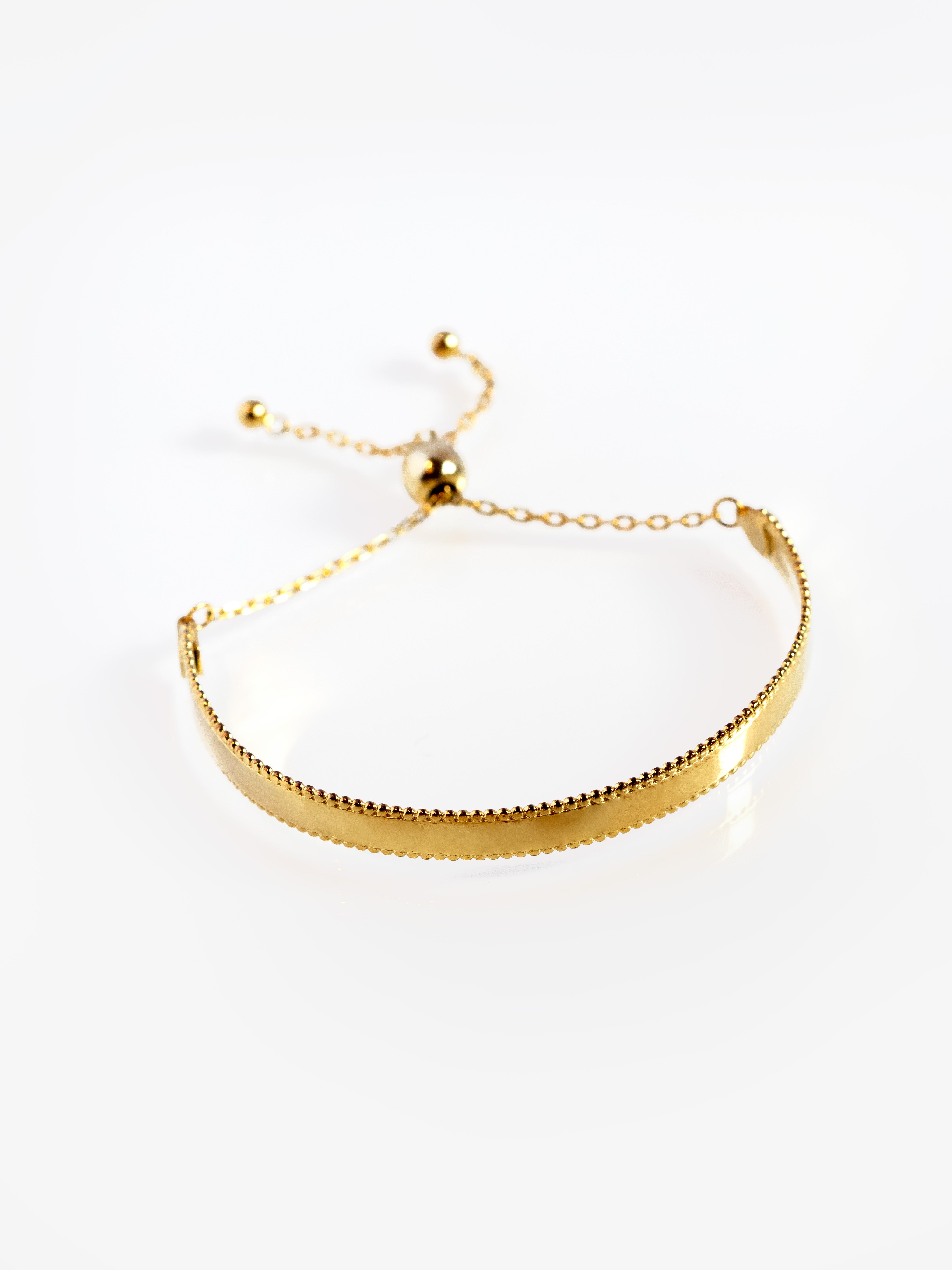 Gold Bangle Bracelet - Adjustable Slider Chain