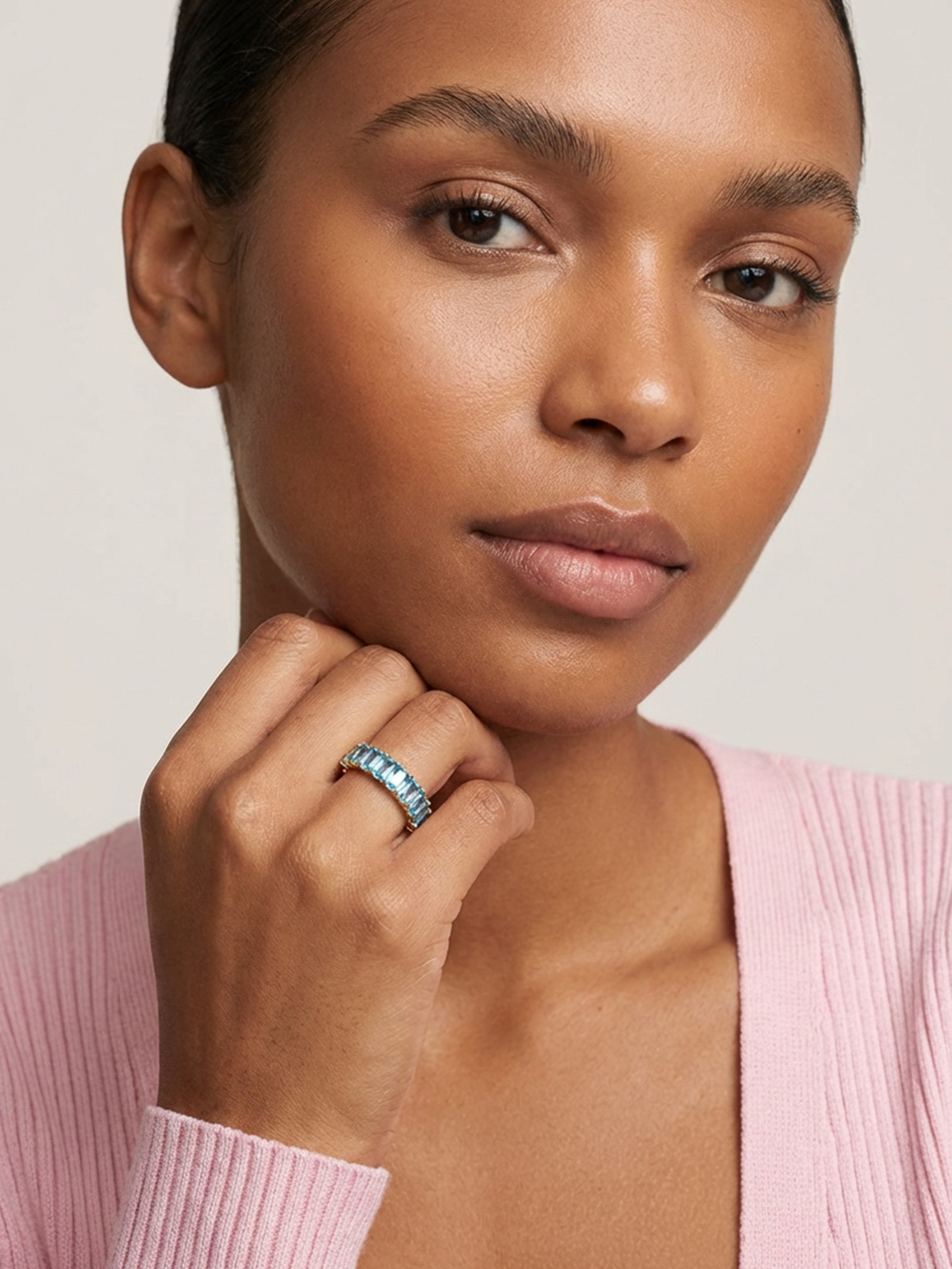 Stacking Ring With Turquoise Blue Stones