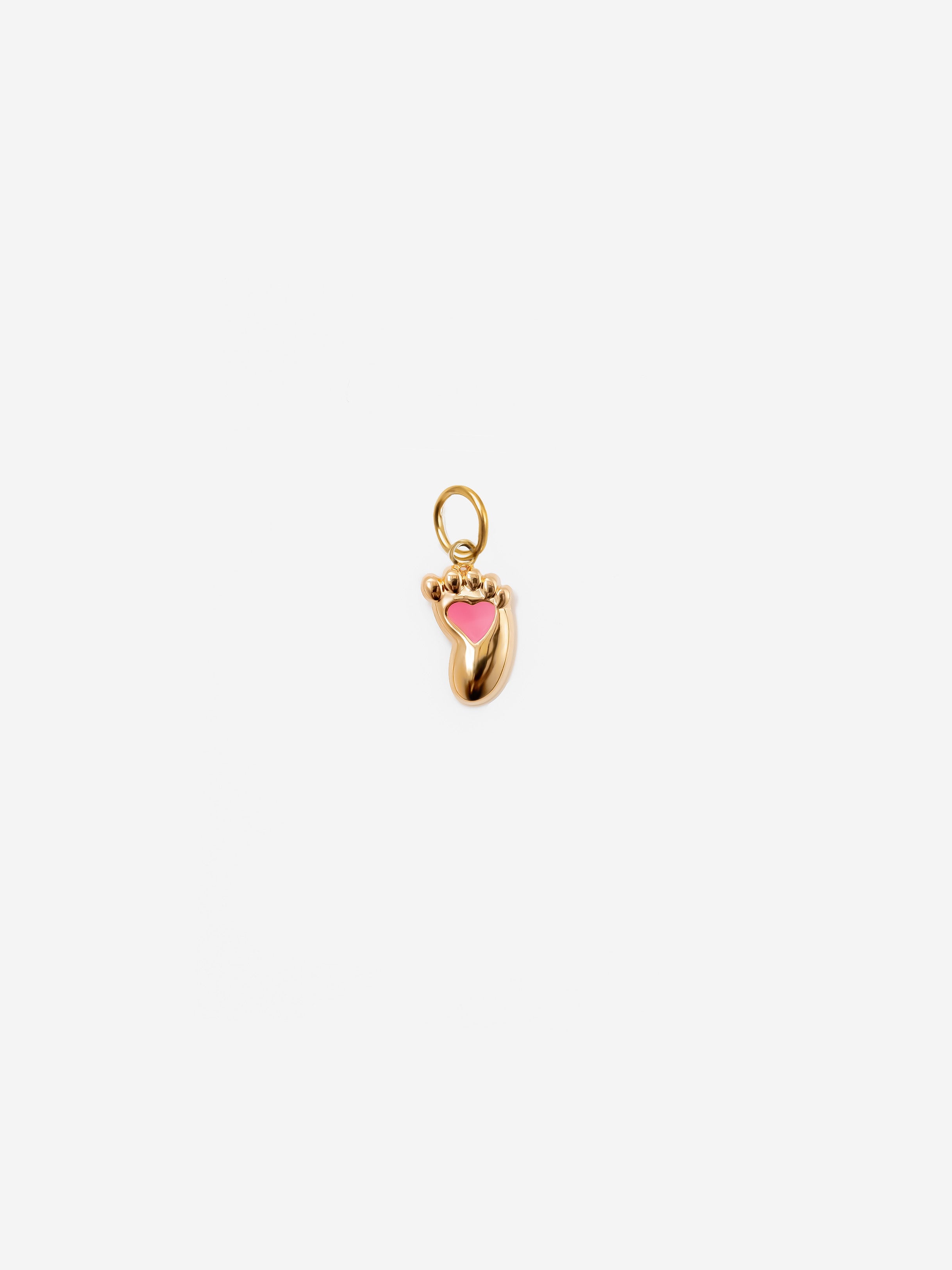 Baby Girl Pink Heart Foot Charm (Tiny)