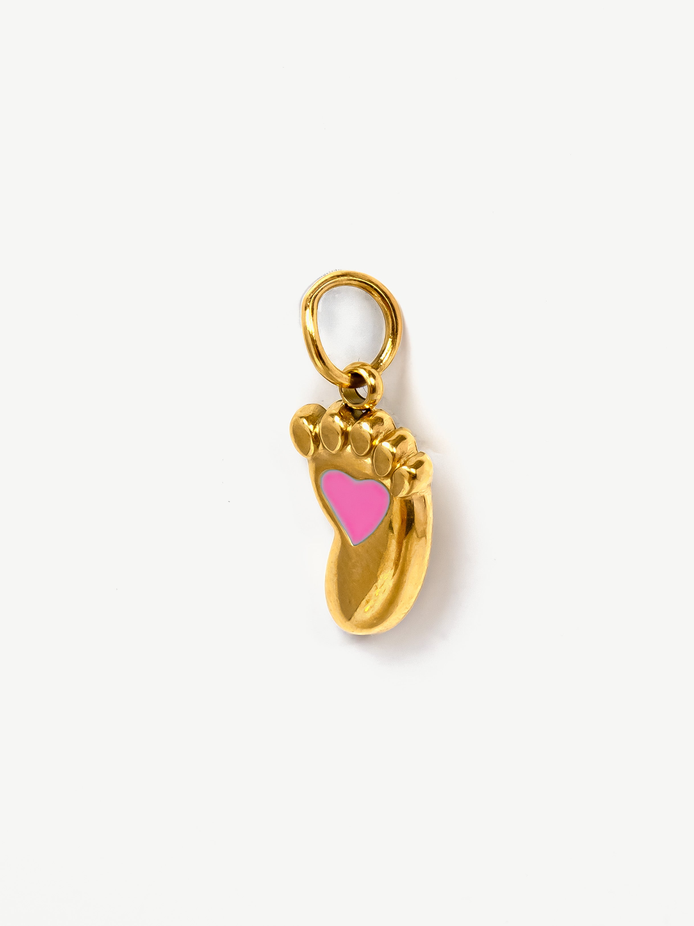 Baby Girl Pink Heart Foot Charm (Tiny)