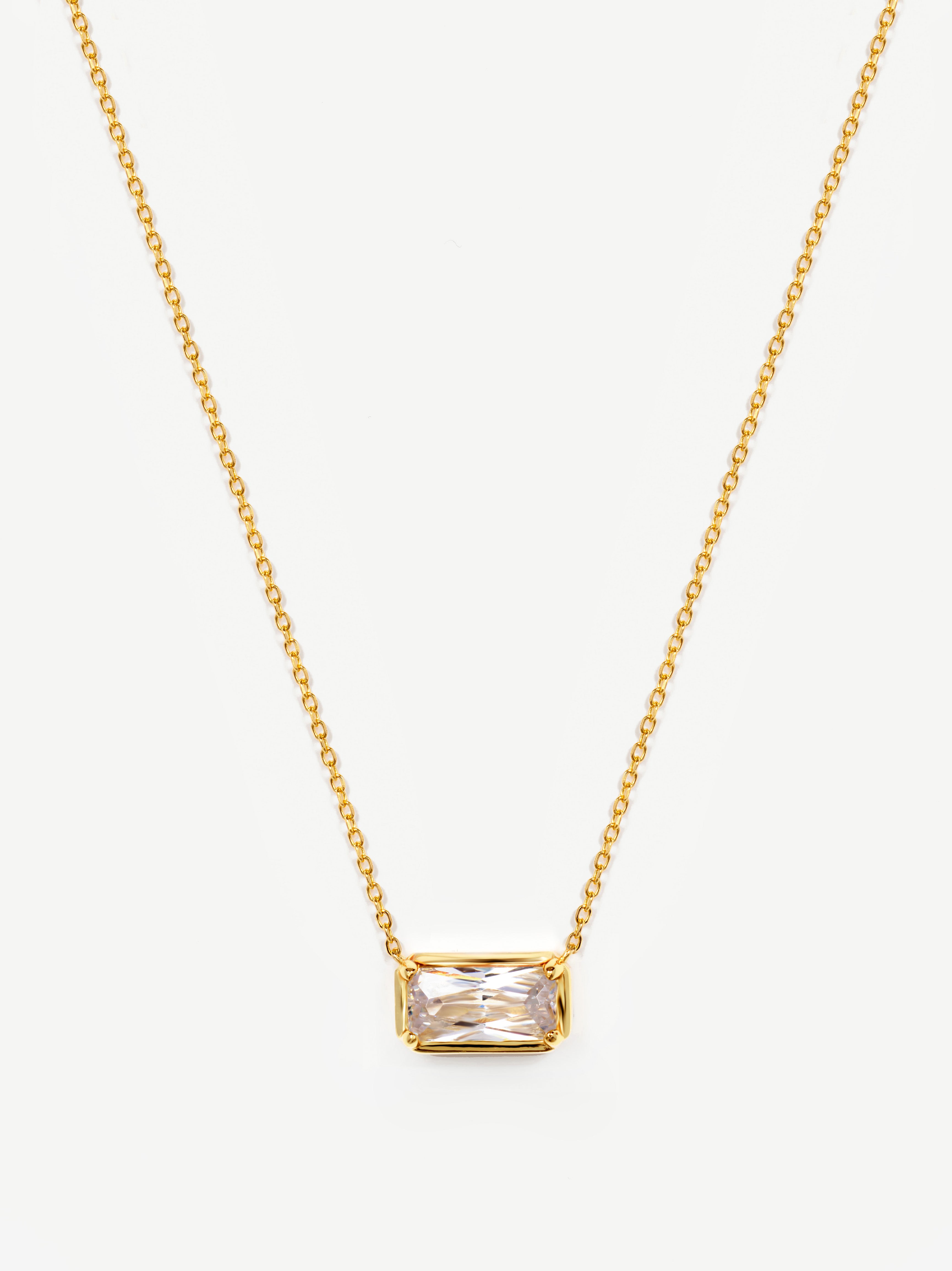 Gold Baguette Stone Necklace