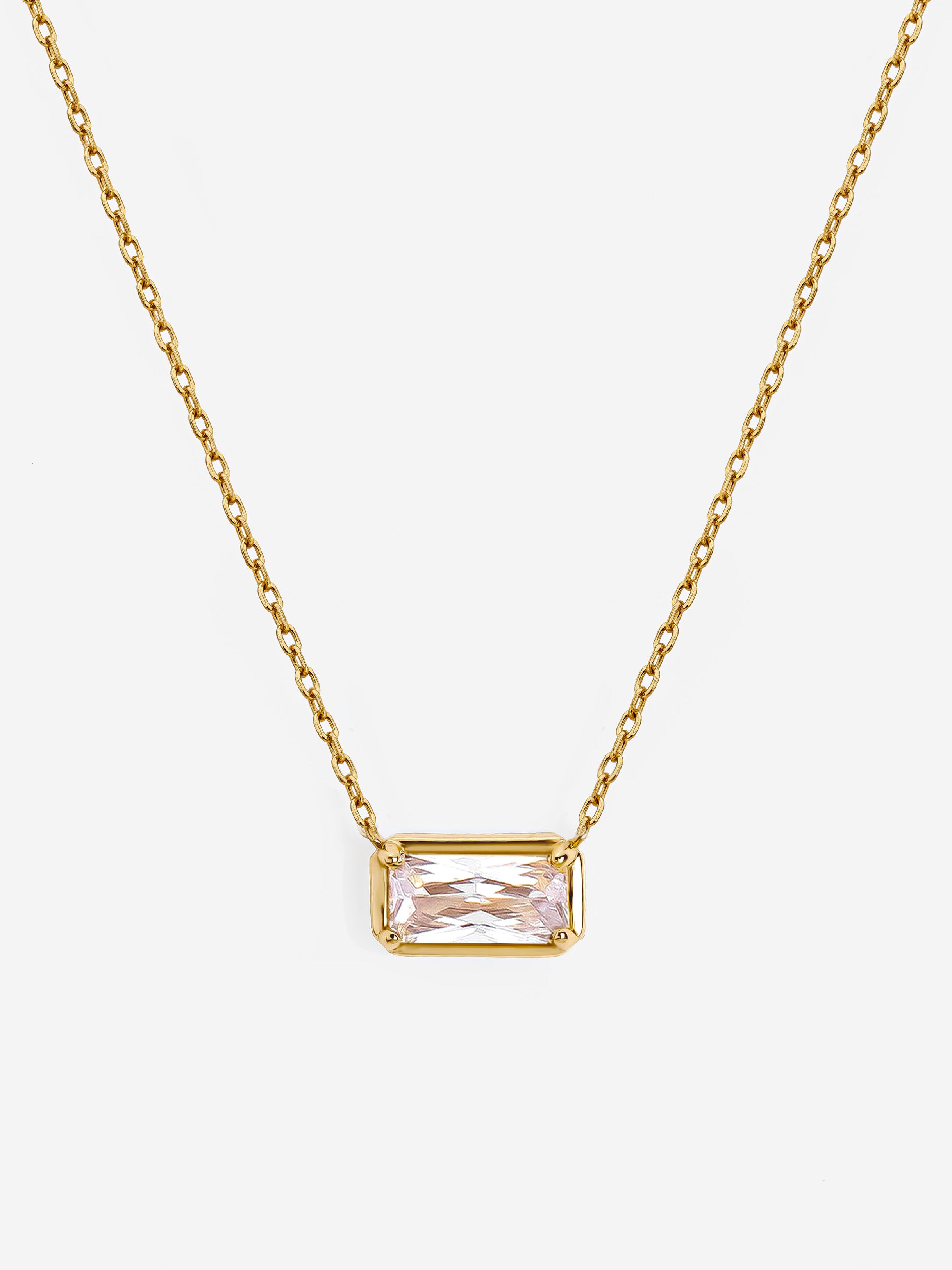 Gold Baguette Stone Necklace