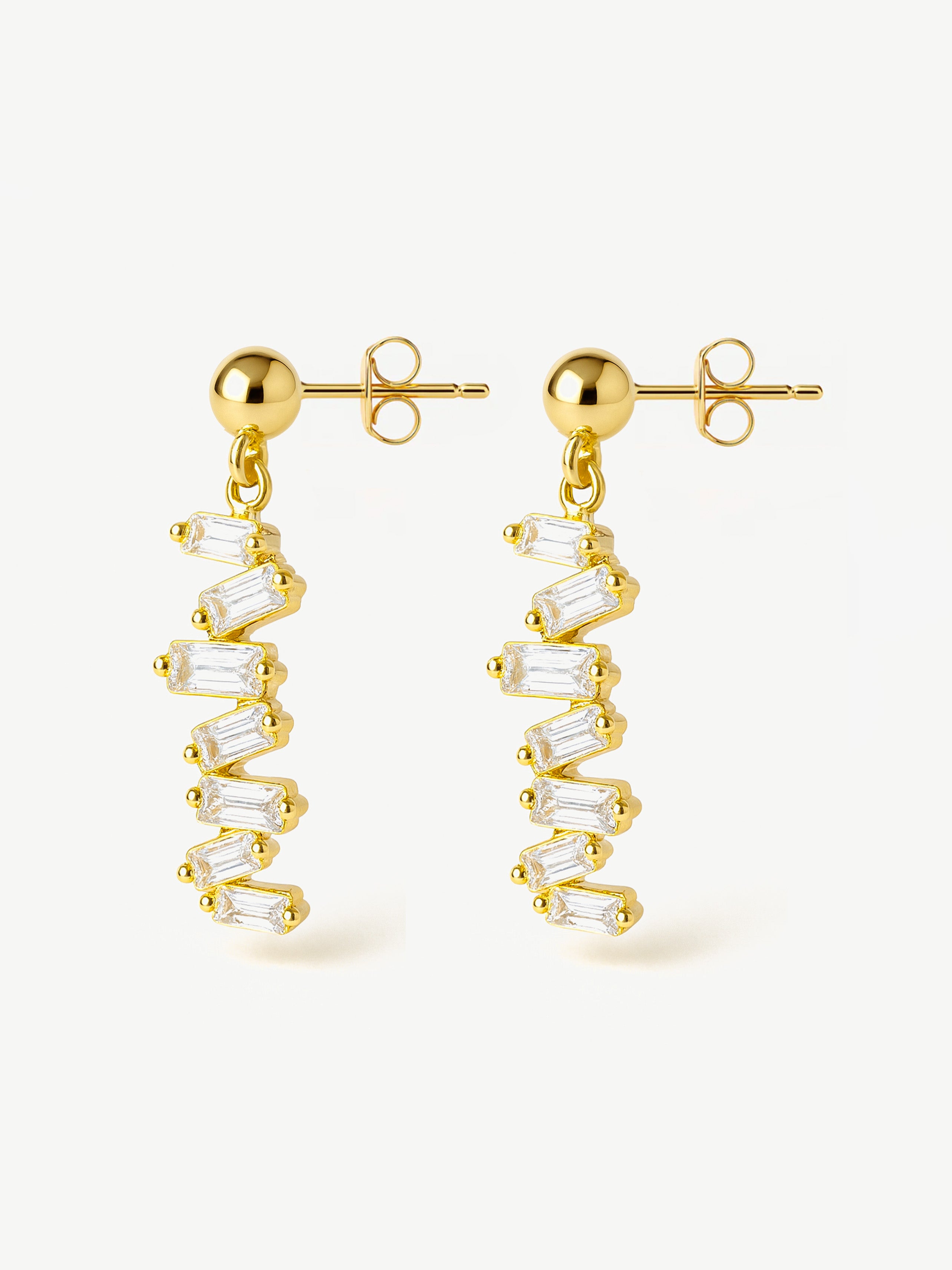 Vertical Dangle Earrings With Baguette Stones