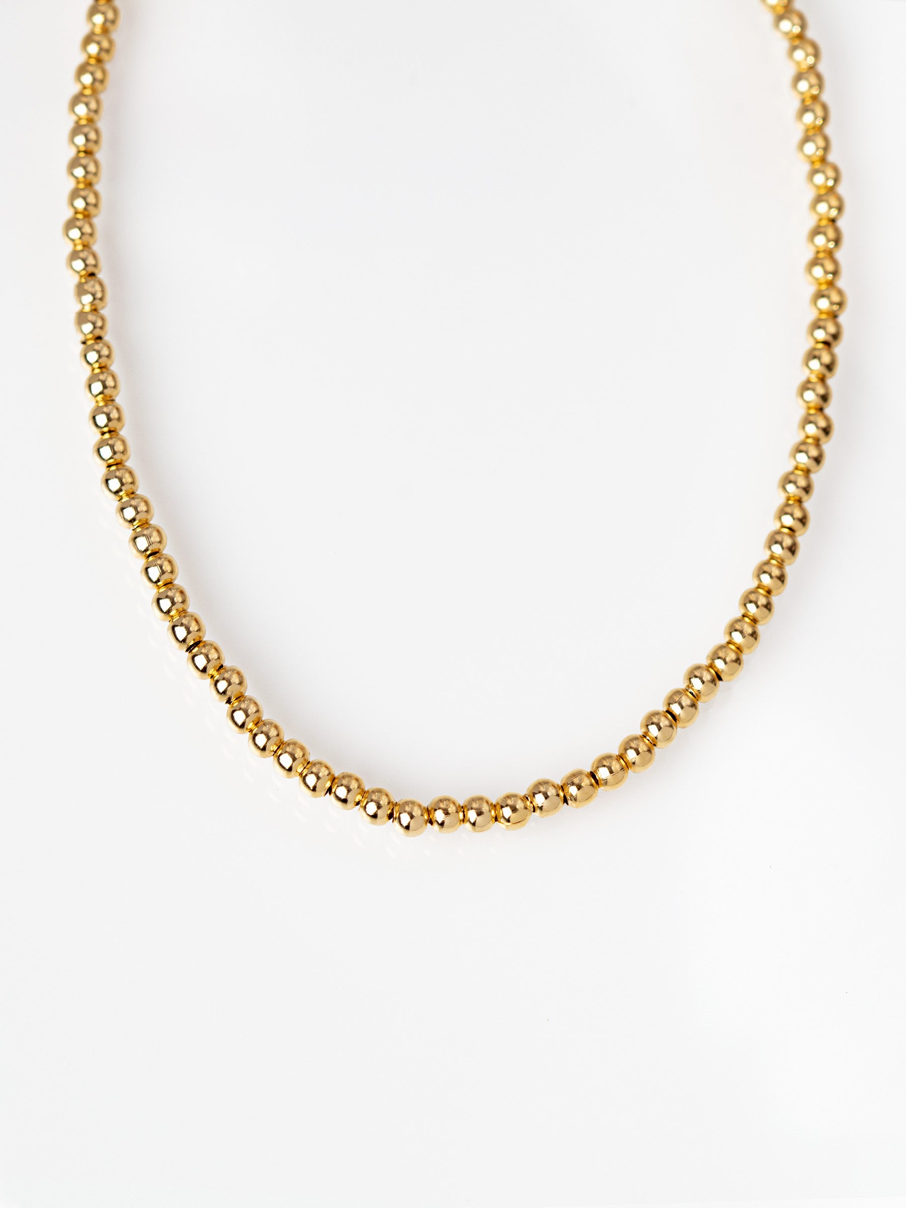 Gold Ball Choker or Necklace With Round Beads