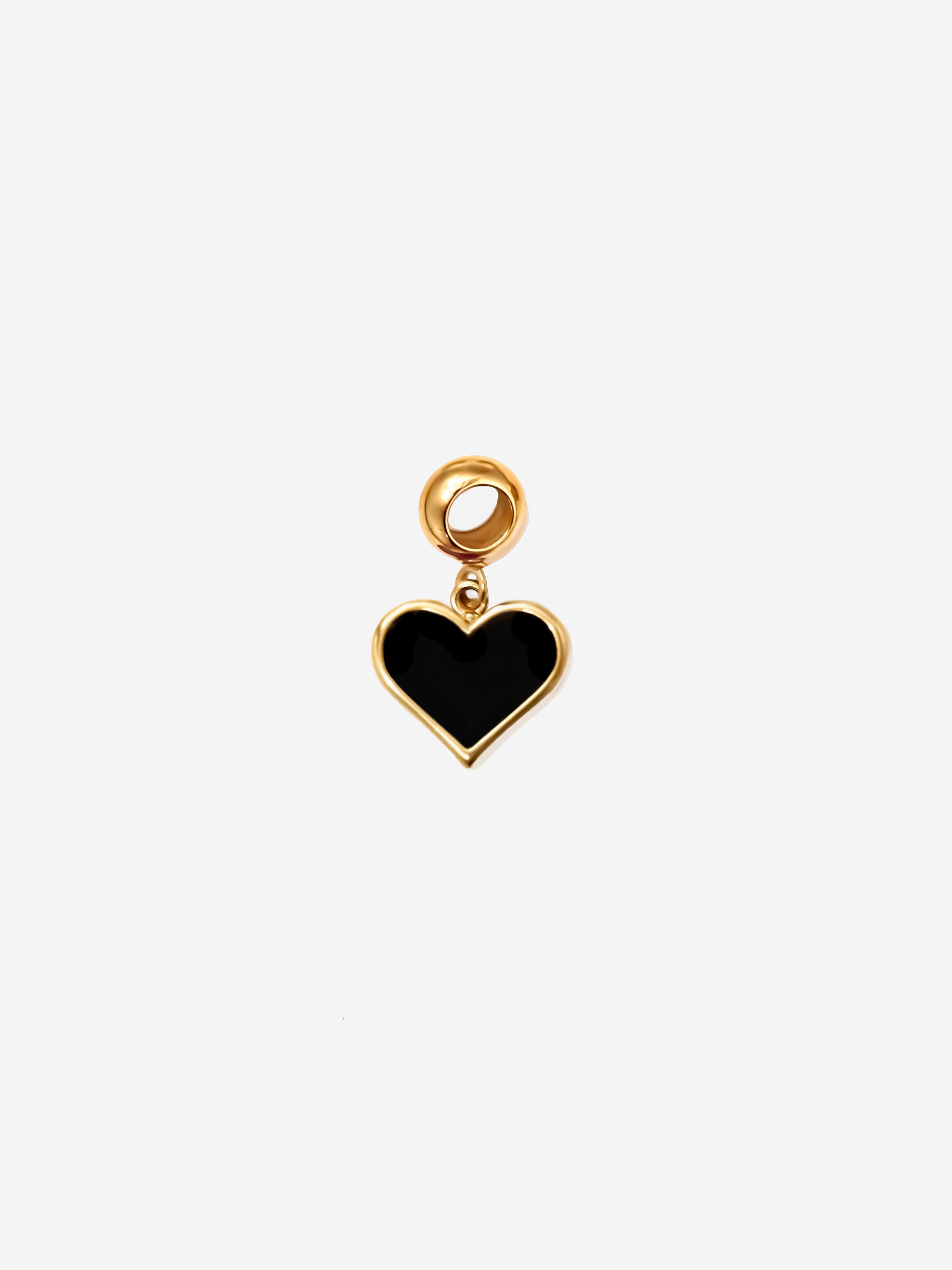 Black Enamel Heart Charm (Small)