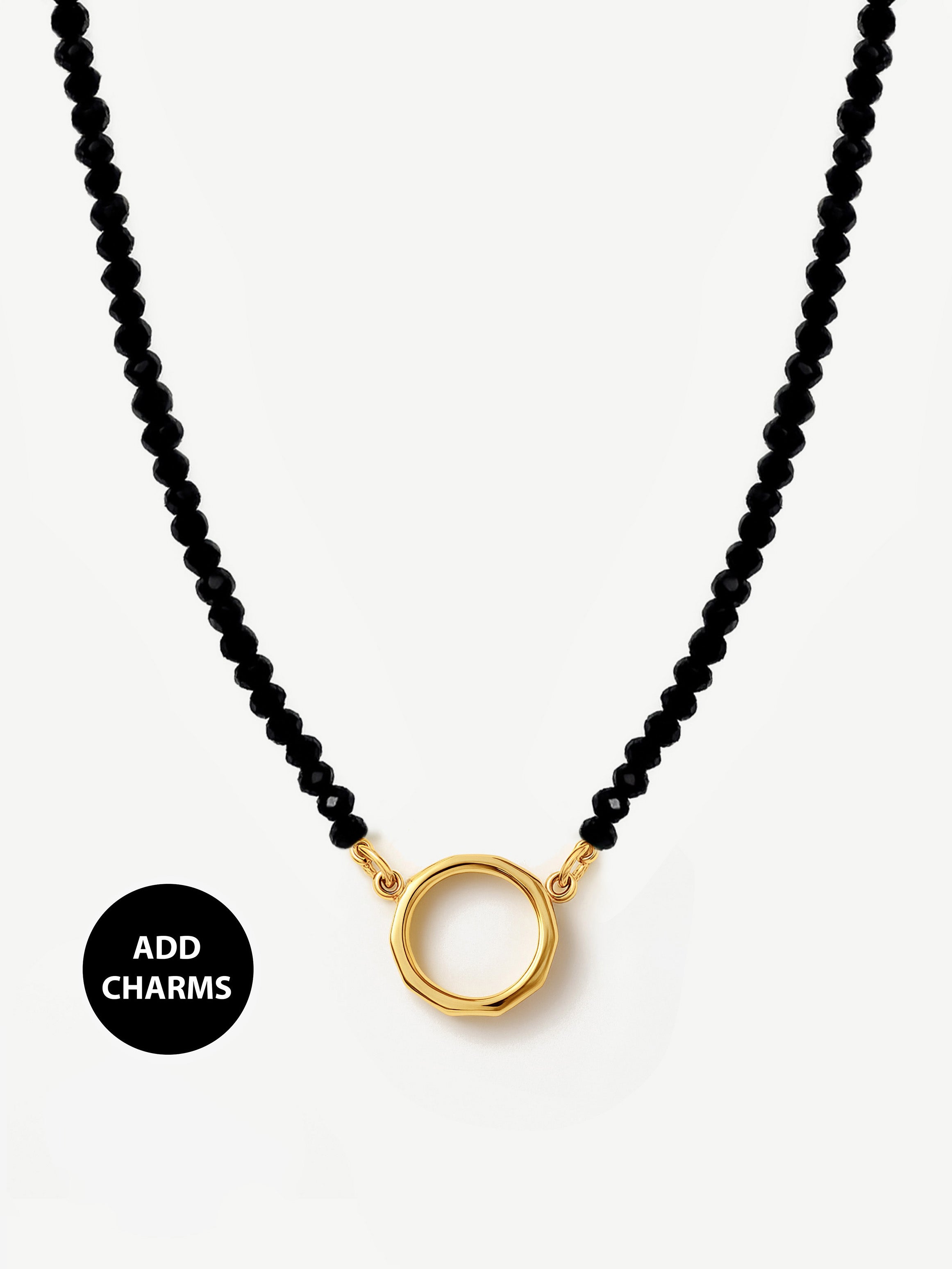 Black Bead Necklace For Charms (O Clasp)
