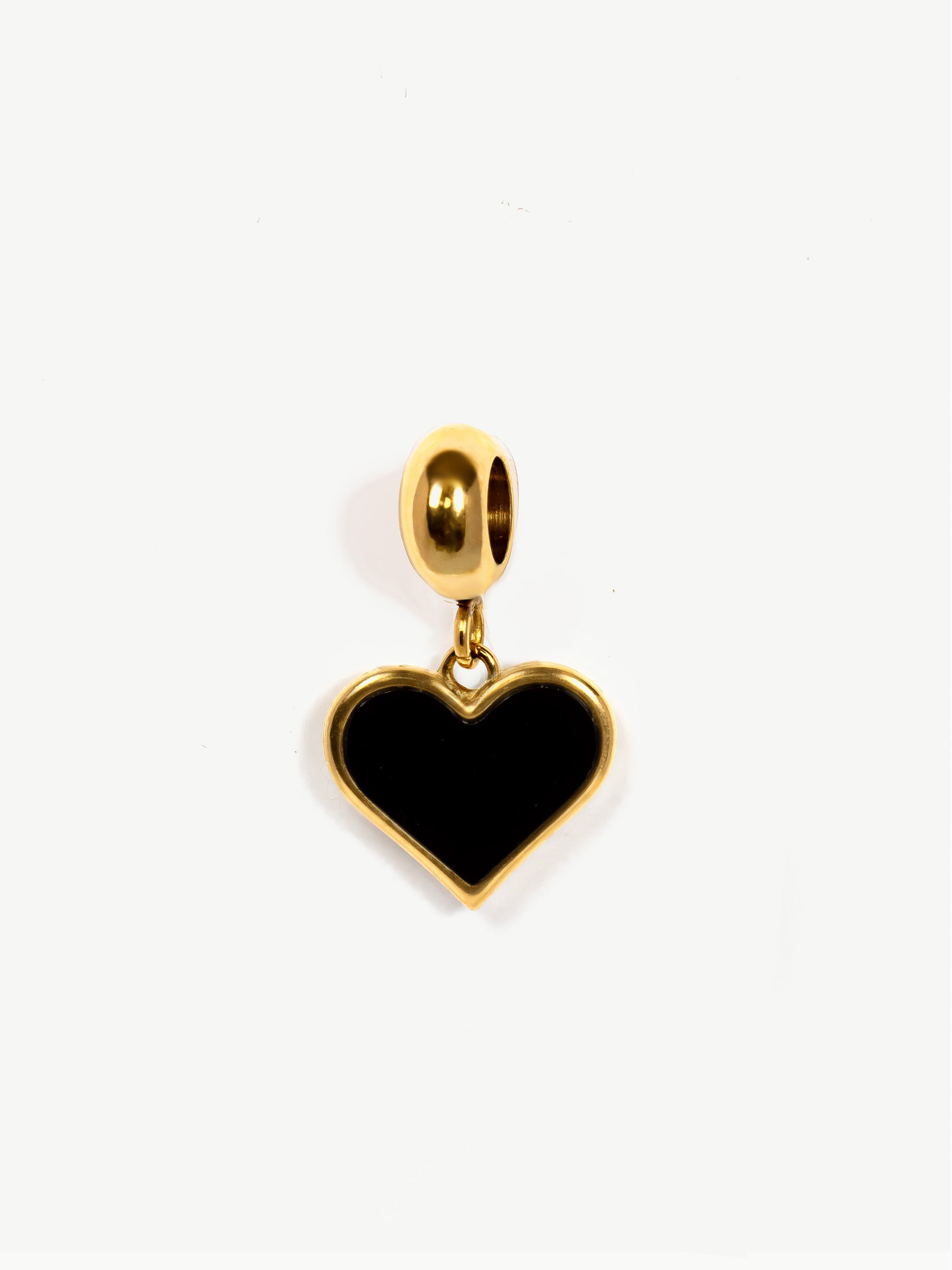 Black Enamel Heart Charm (Small)