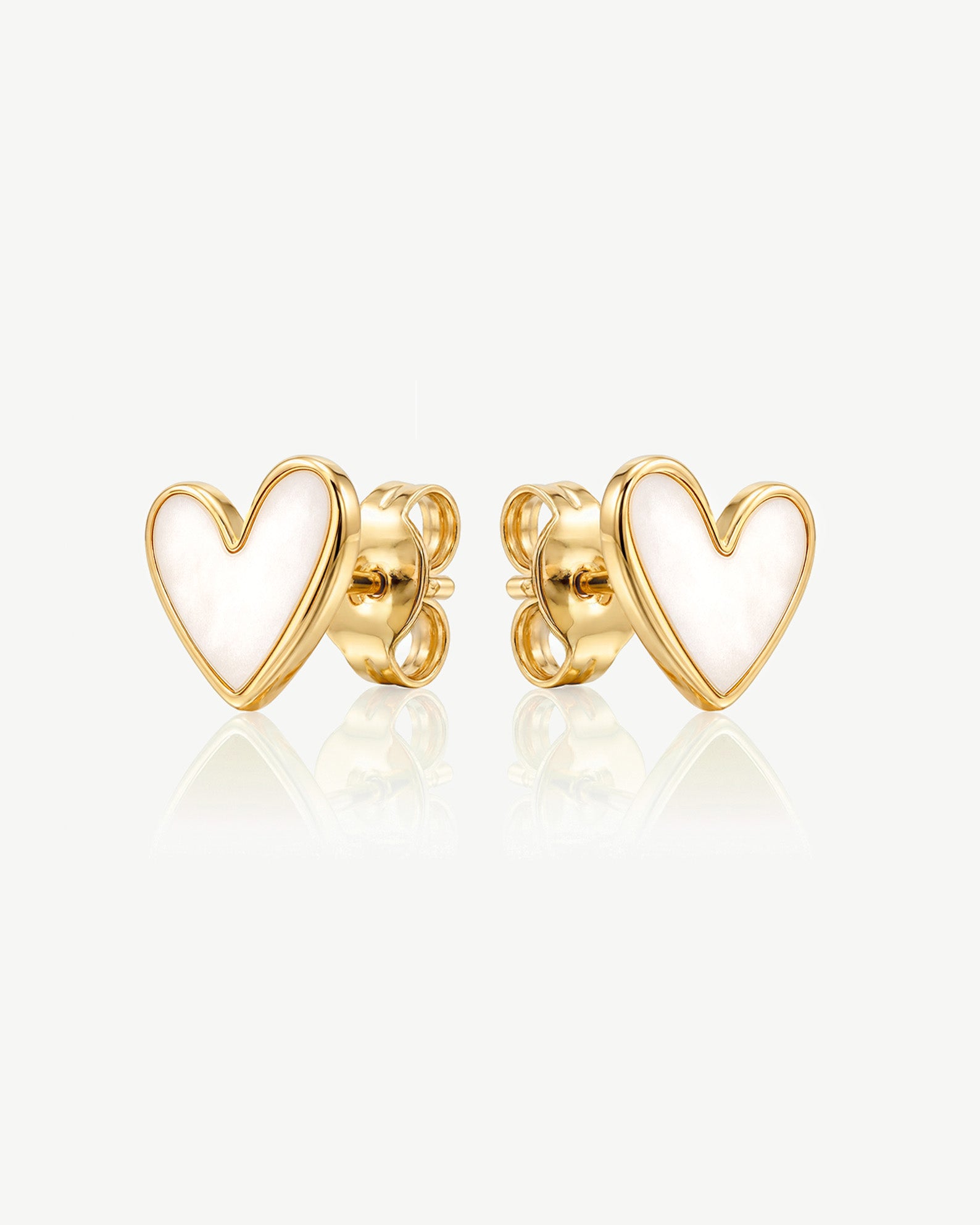 White Enamel Heart Stud Earrings
