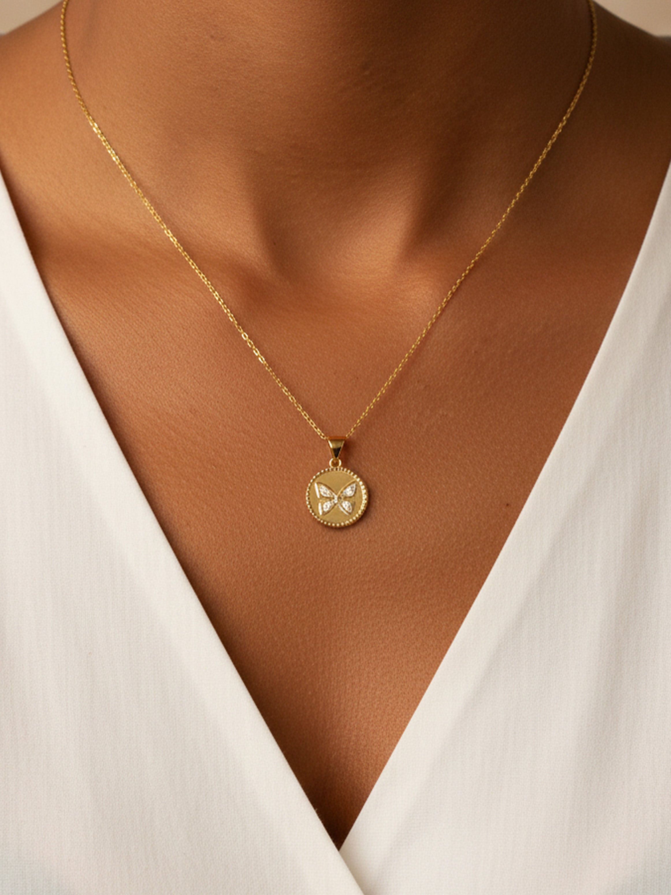 Butterfly Coin Necklace