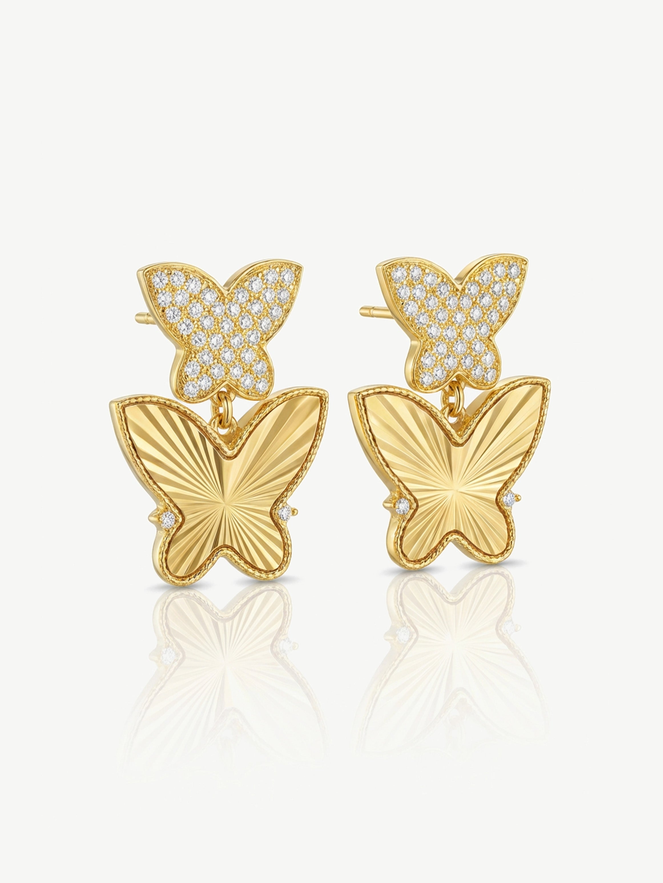 Butterfly Drop Stud Earrings