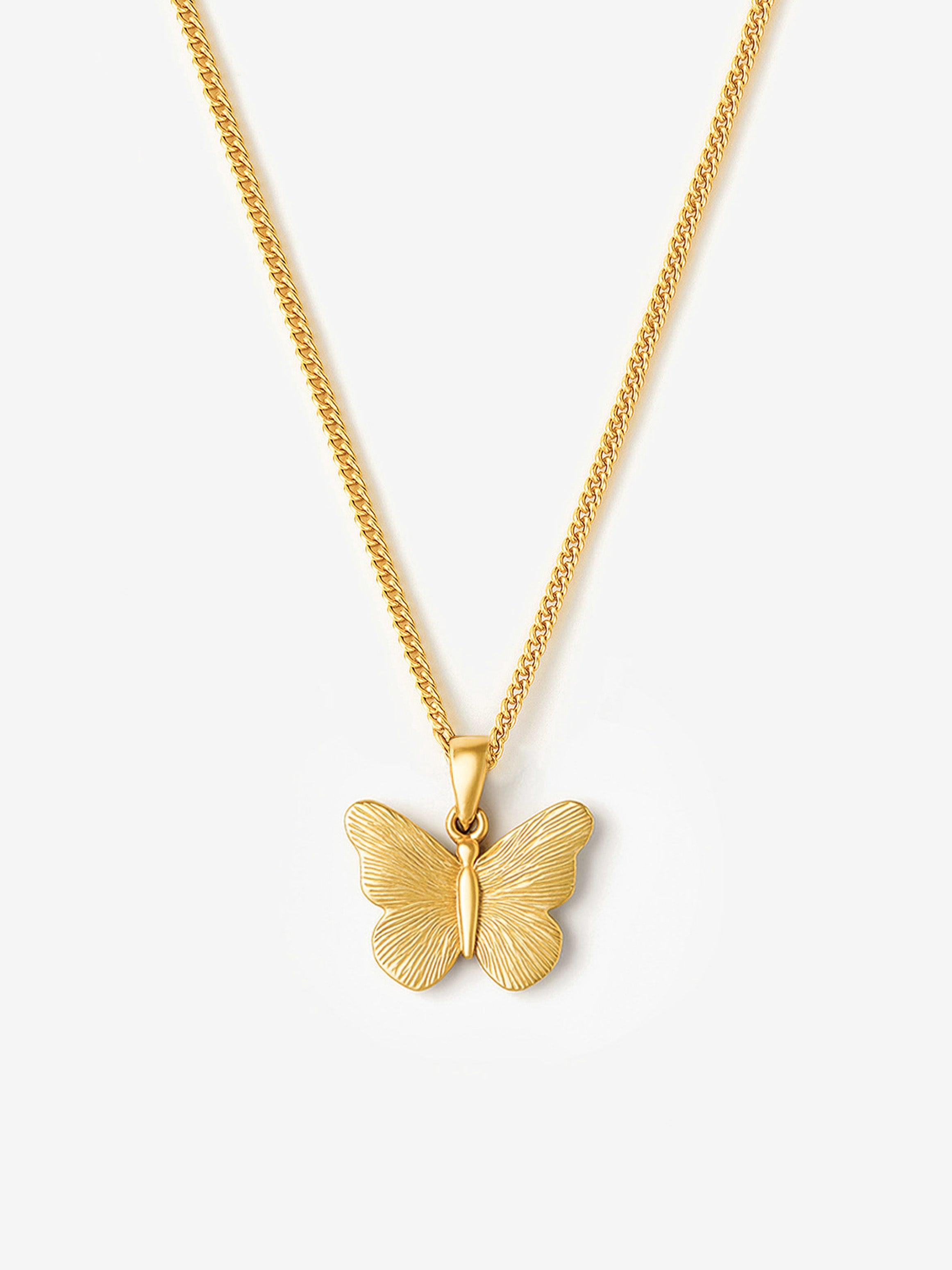 Textured Butterfly Pendant Necklace