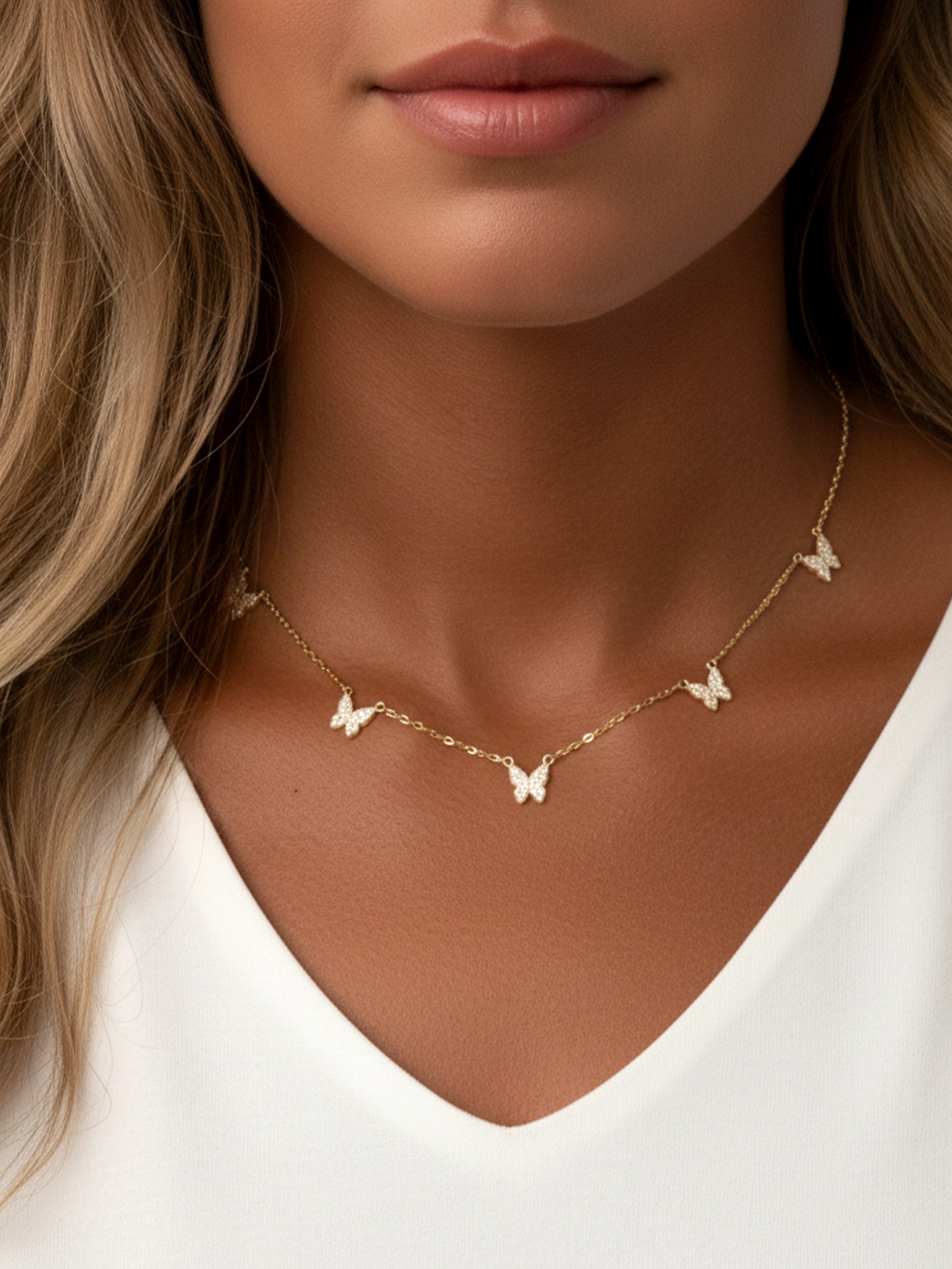 Choker With Five Butterfly Charms