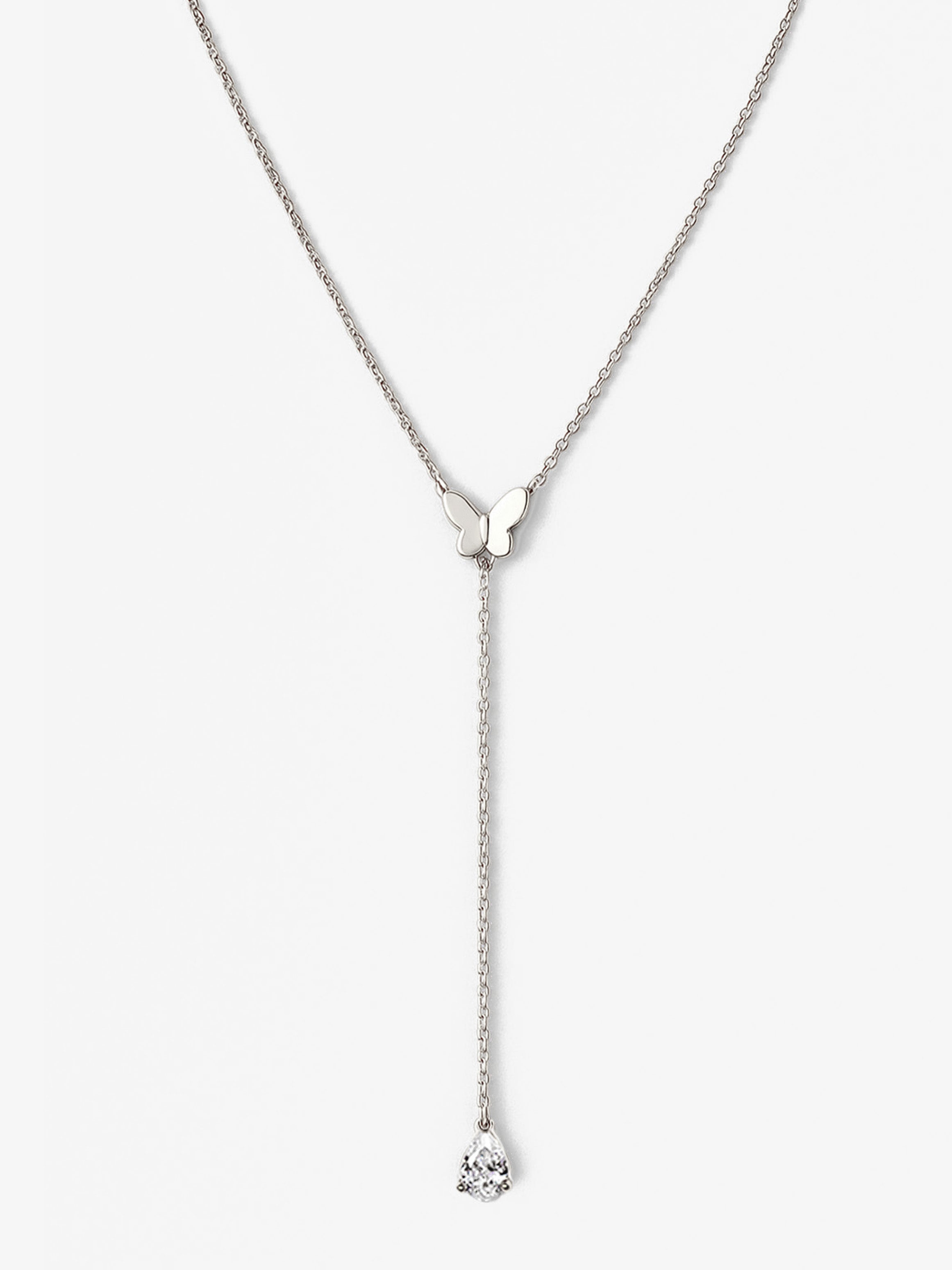 Drop Necklace With Butterfly & Pear Stone