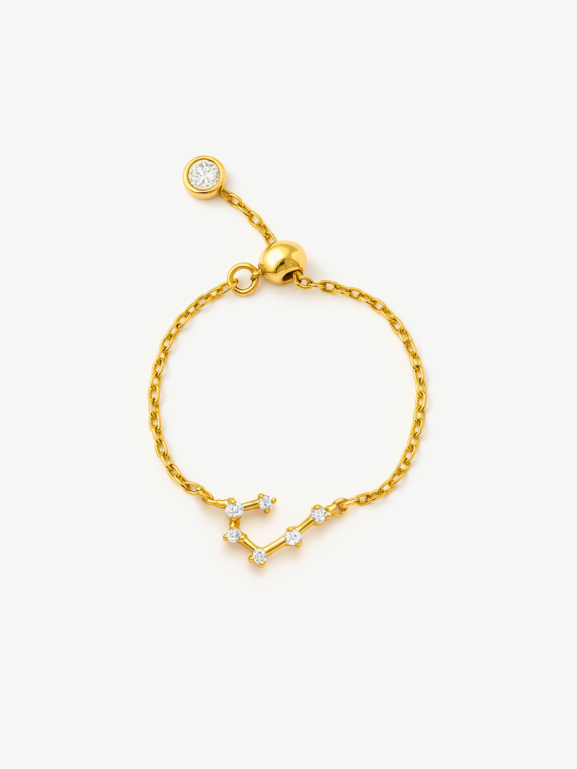 Gold Adjustable Constellation Chain Ring