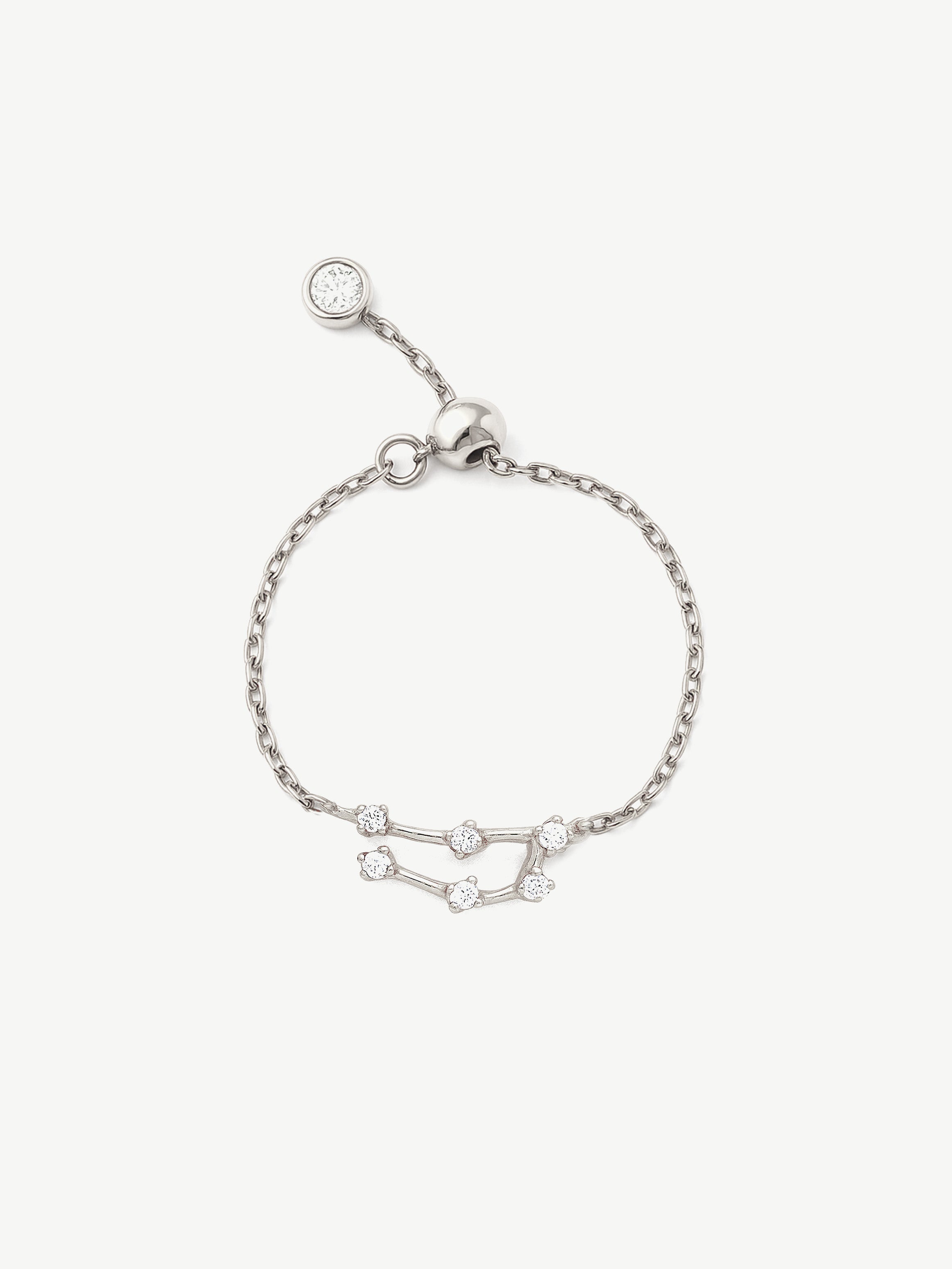 Silver Adjustable Constellation Chain Ring