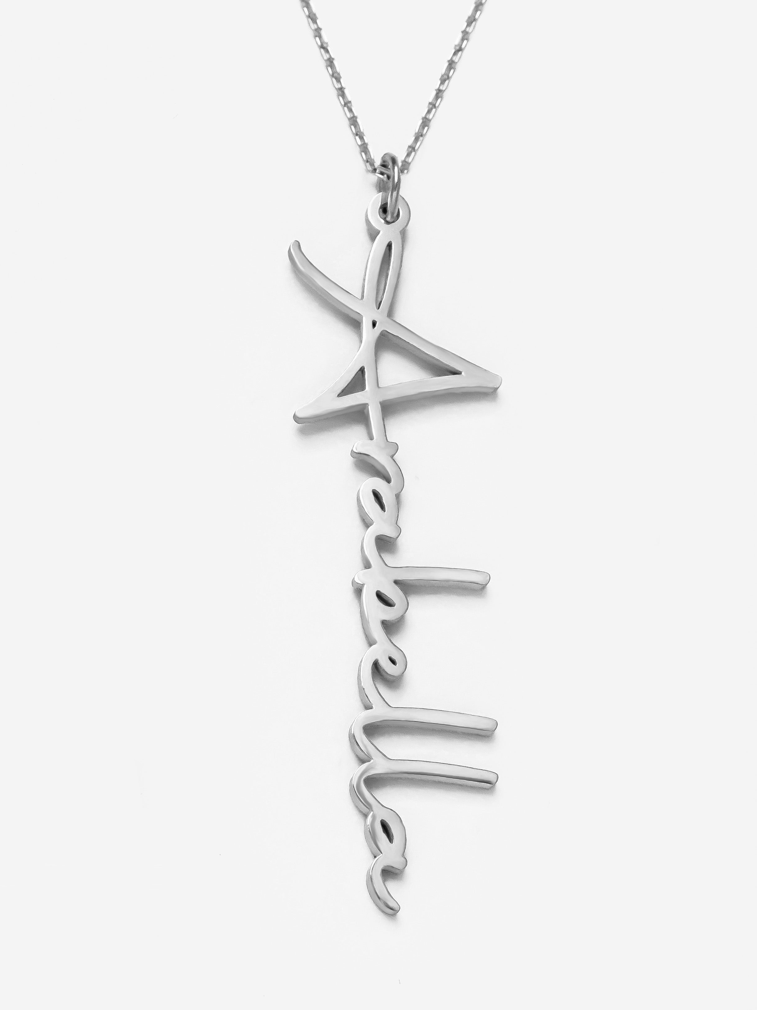 Vertical Name Necklace - Thin Signature Font