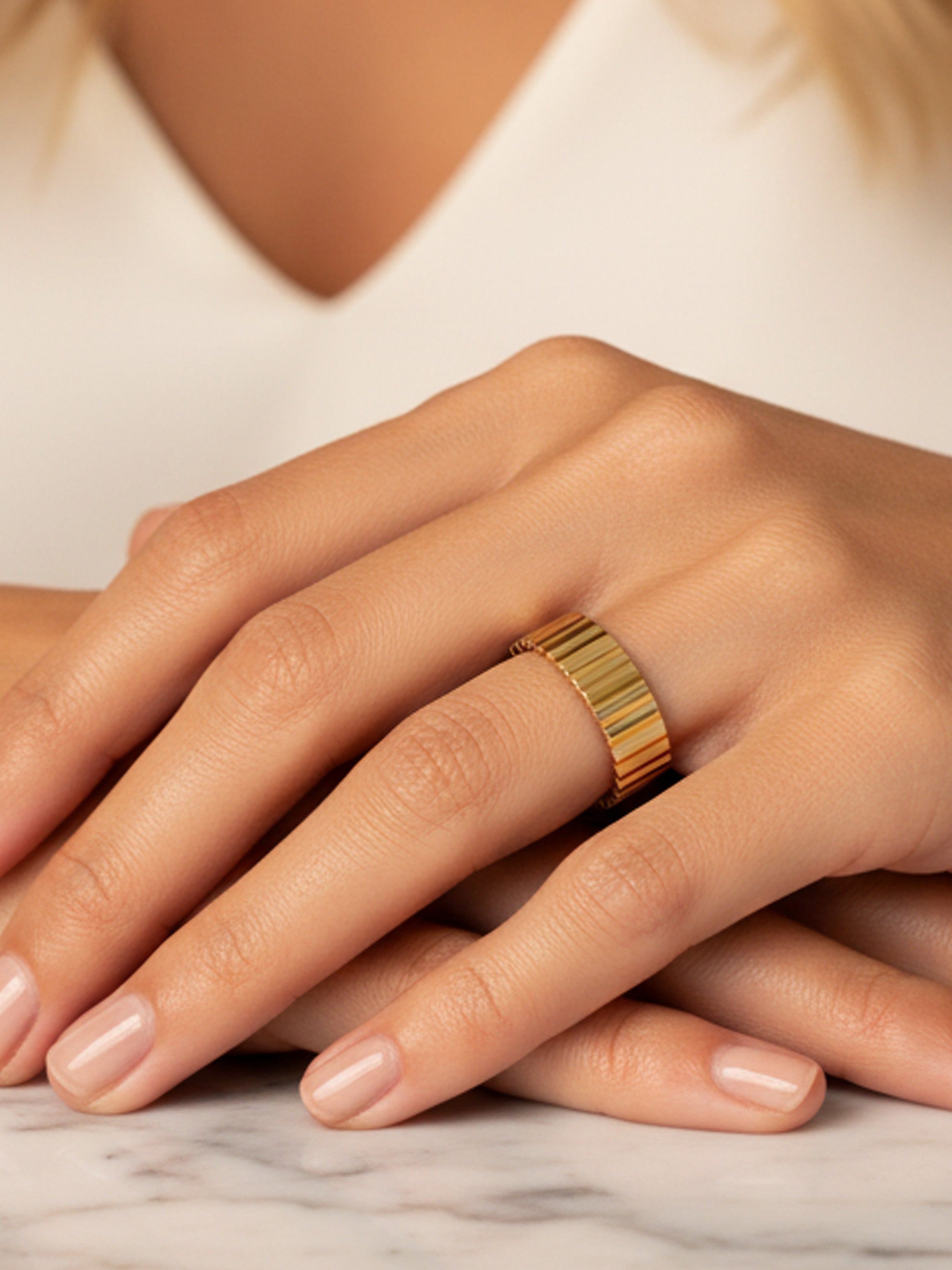 Thick Textured Croissant Ring