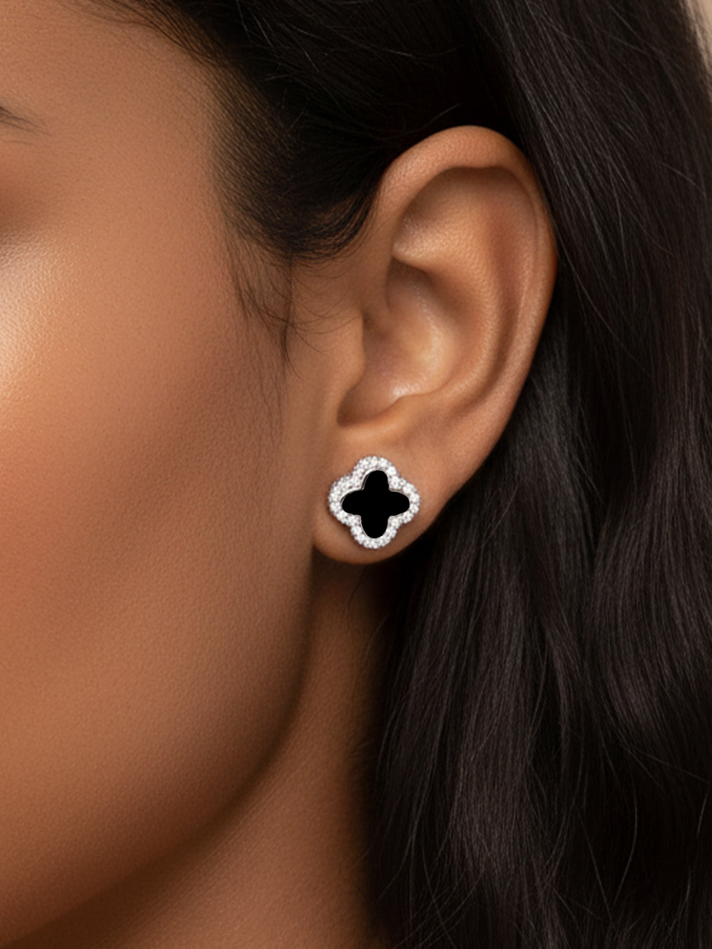 Black Clover Stud Earrings