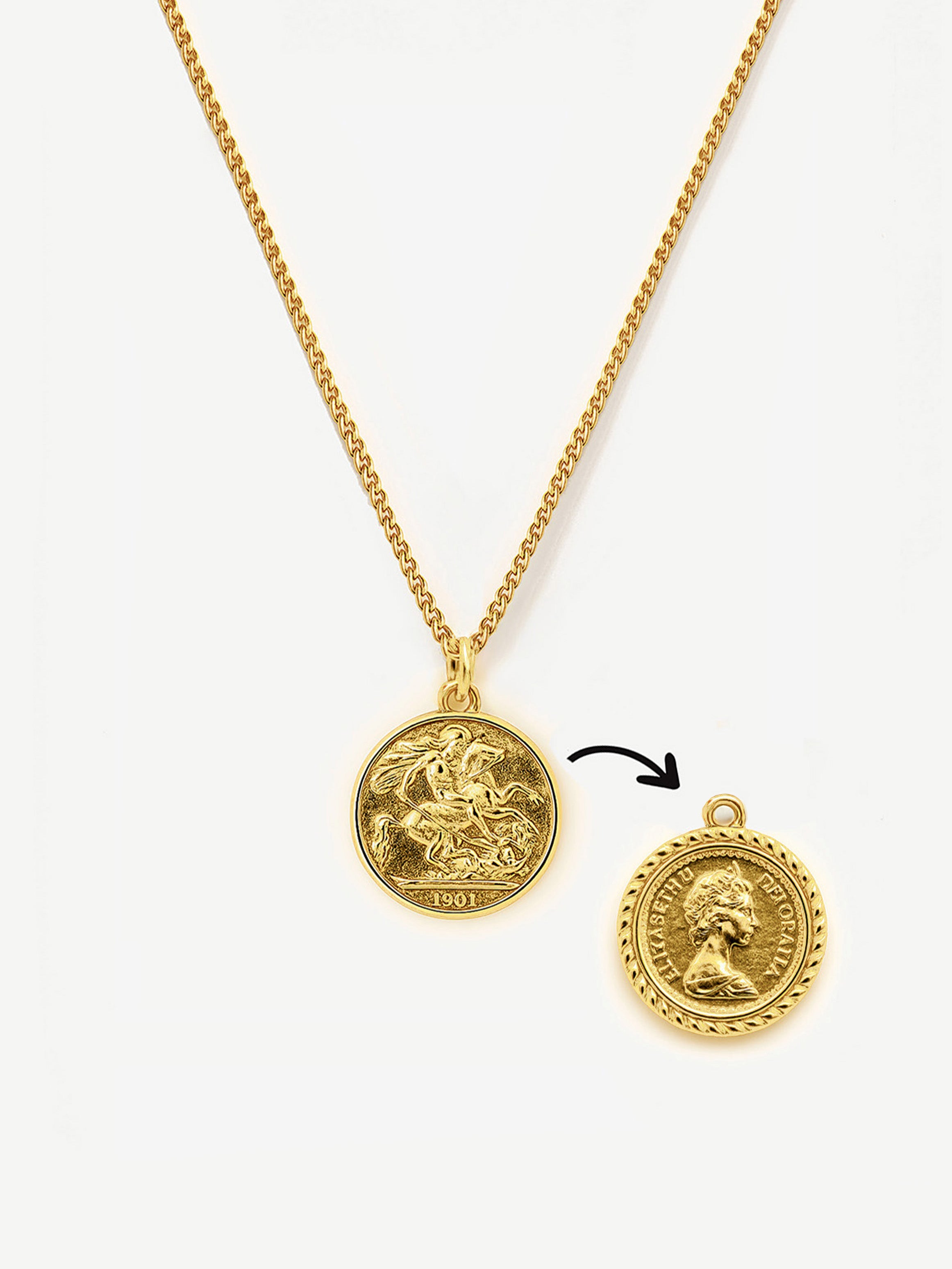 Reversible Queen & Warrior Coin Necklace
