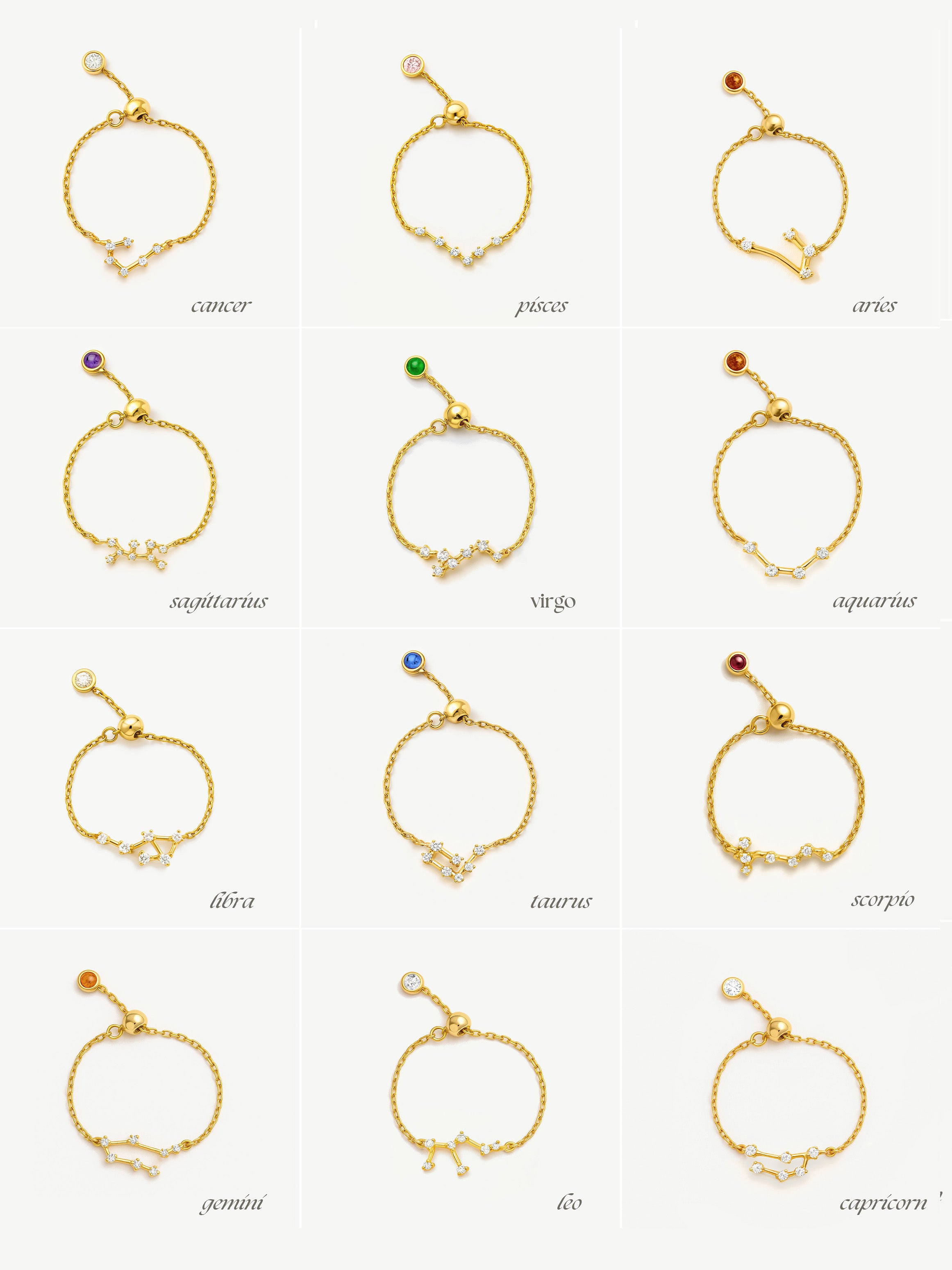 Adjustable Constellation Chain Ring