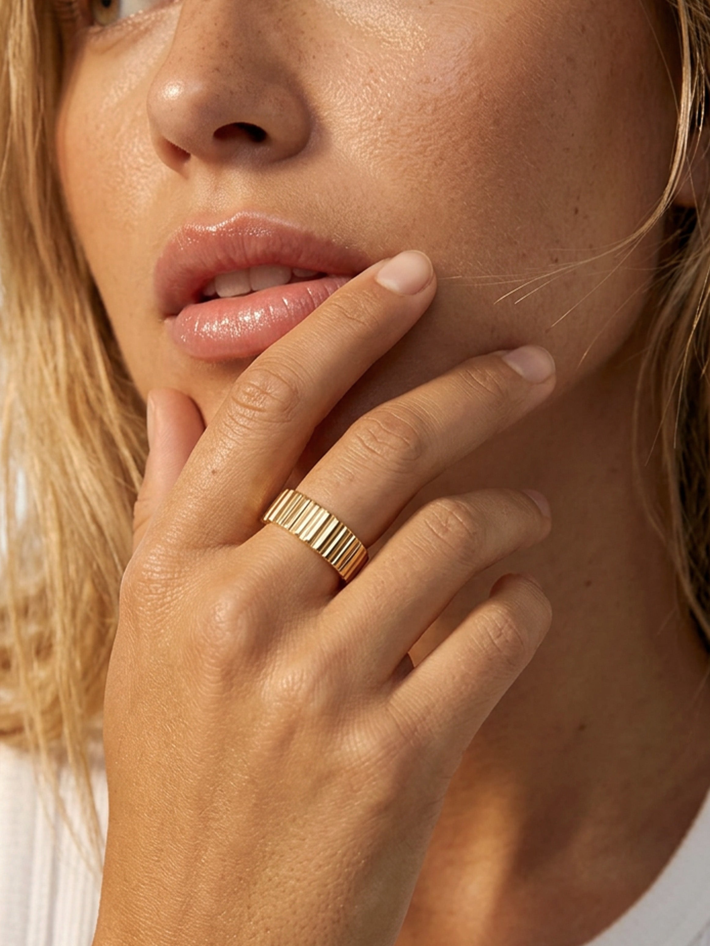 Thick Textured Croissant Ring