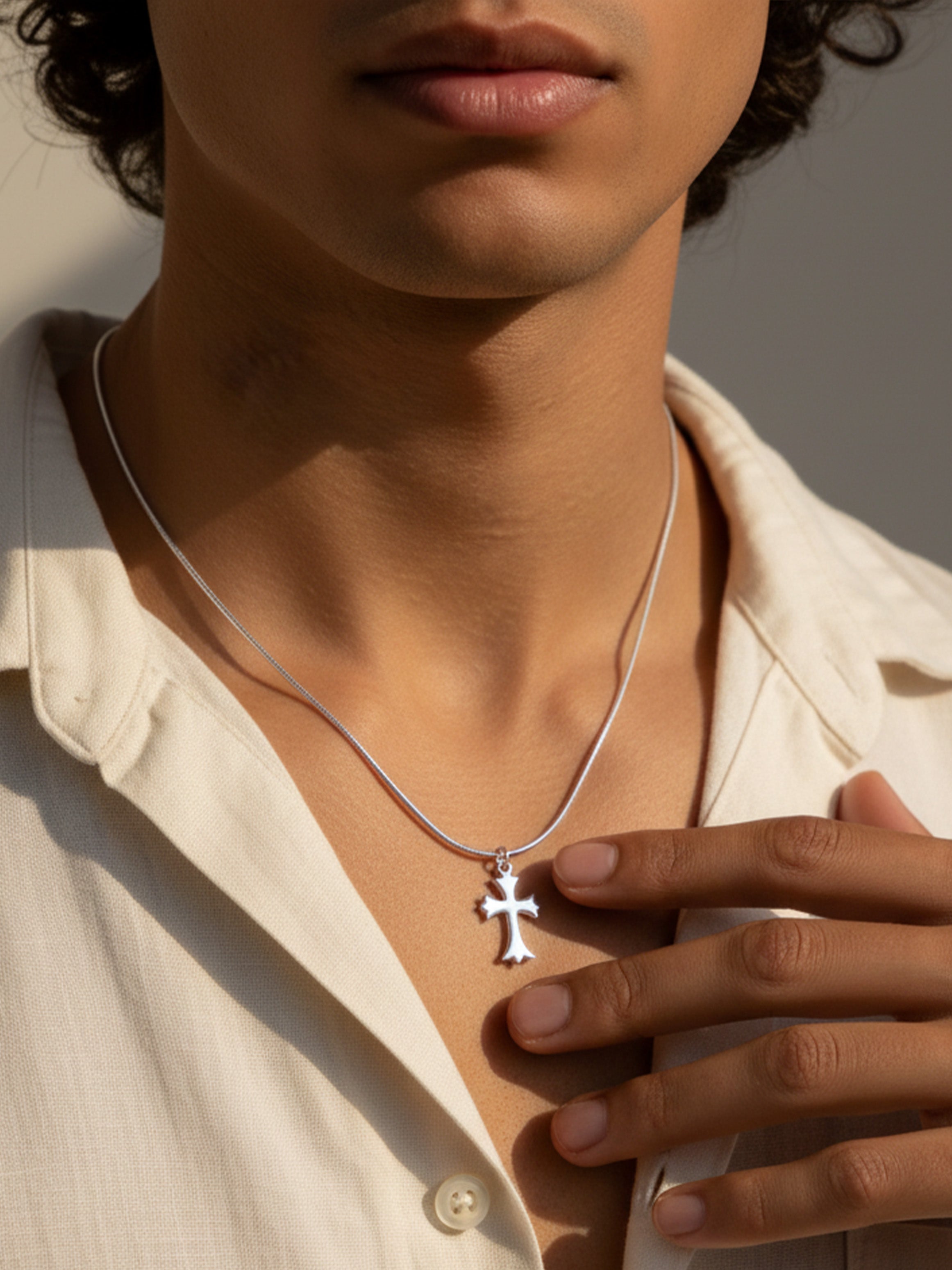 Men's Large Cross Pendant Necklace