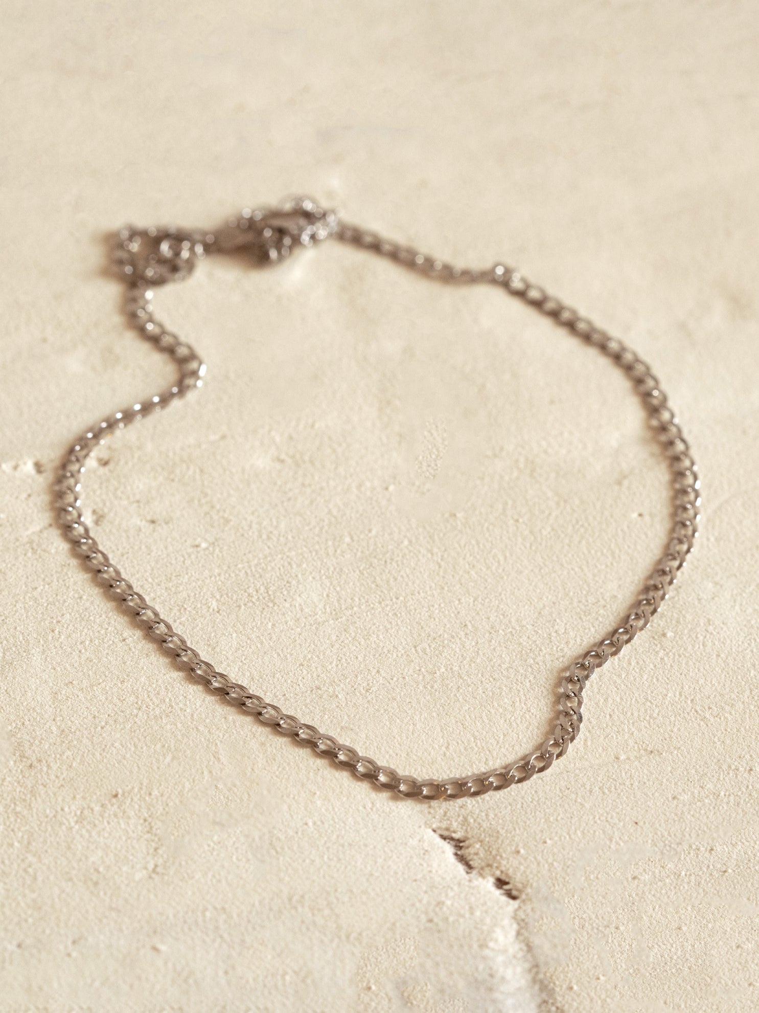 Silver Flat Curb Chain Necklace