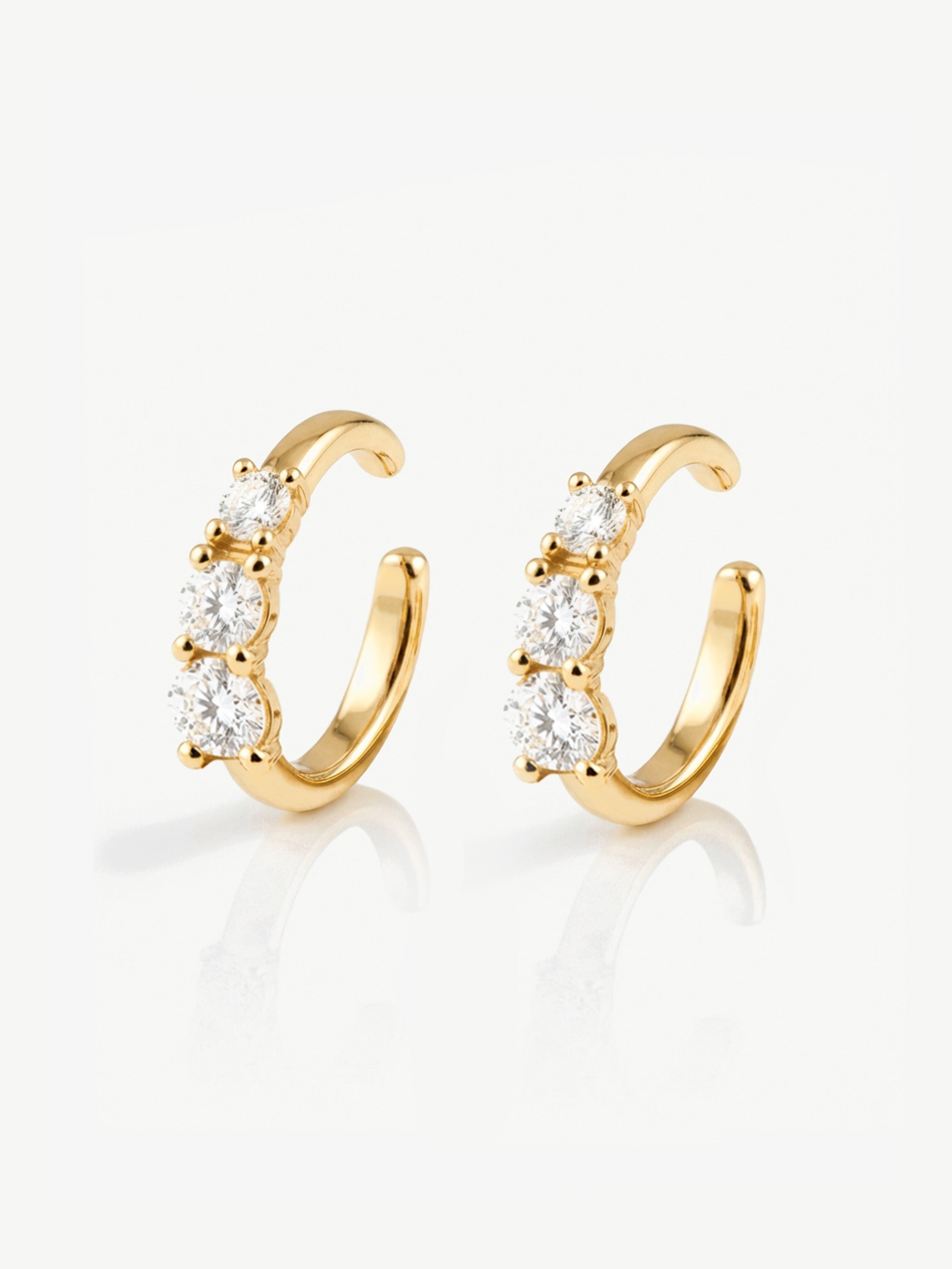 Ear Cuffs With Three Stones - Pair