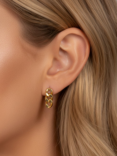 KELMALL Double Piercing Earrings For Two Holes, 14K Gold Chain Stud Earrings For Women: Dainty Small Hypoallergenic Cubic Zirconia Dangle Earrings Fashion Jewelry