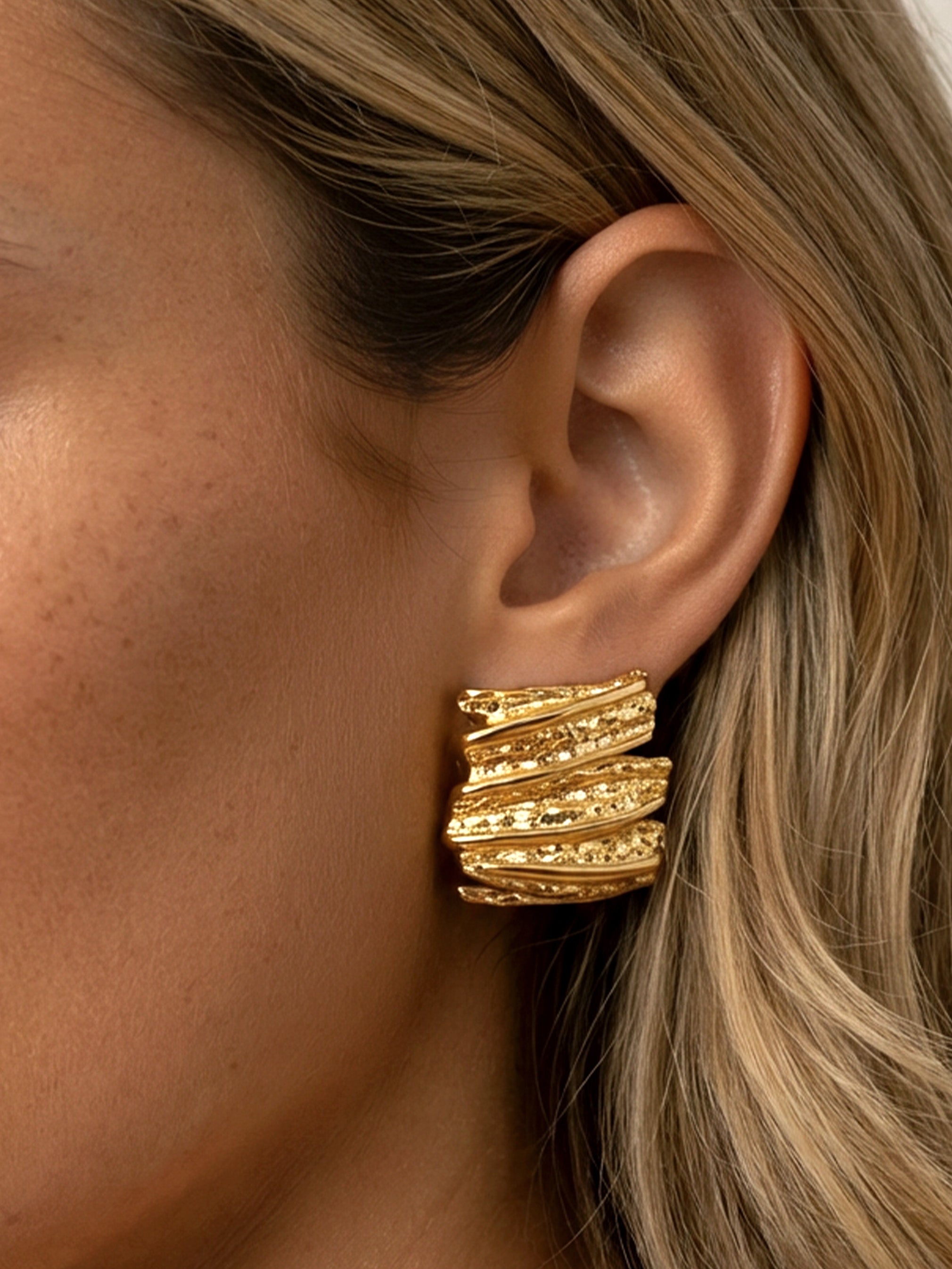 Rectangular Textured Stud Earrings