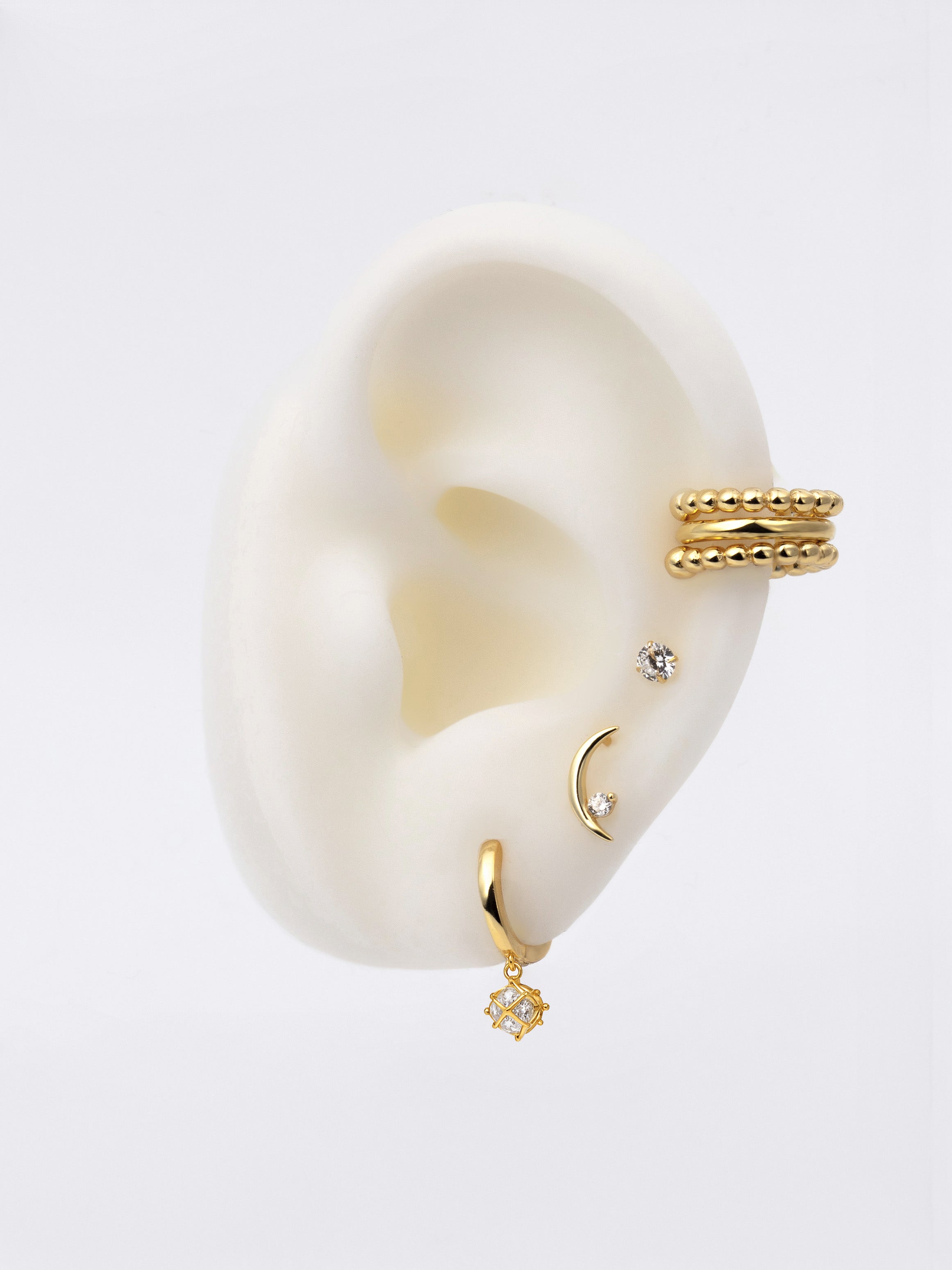Dainty Huggie Hoop Earrings With Round Stone