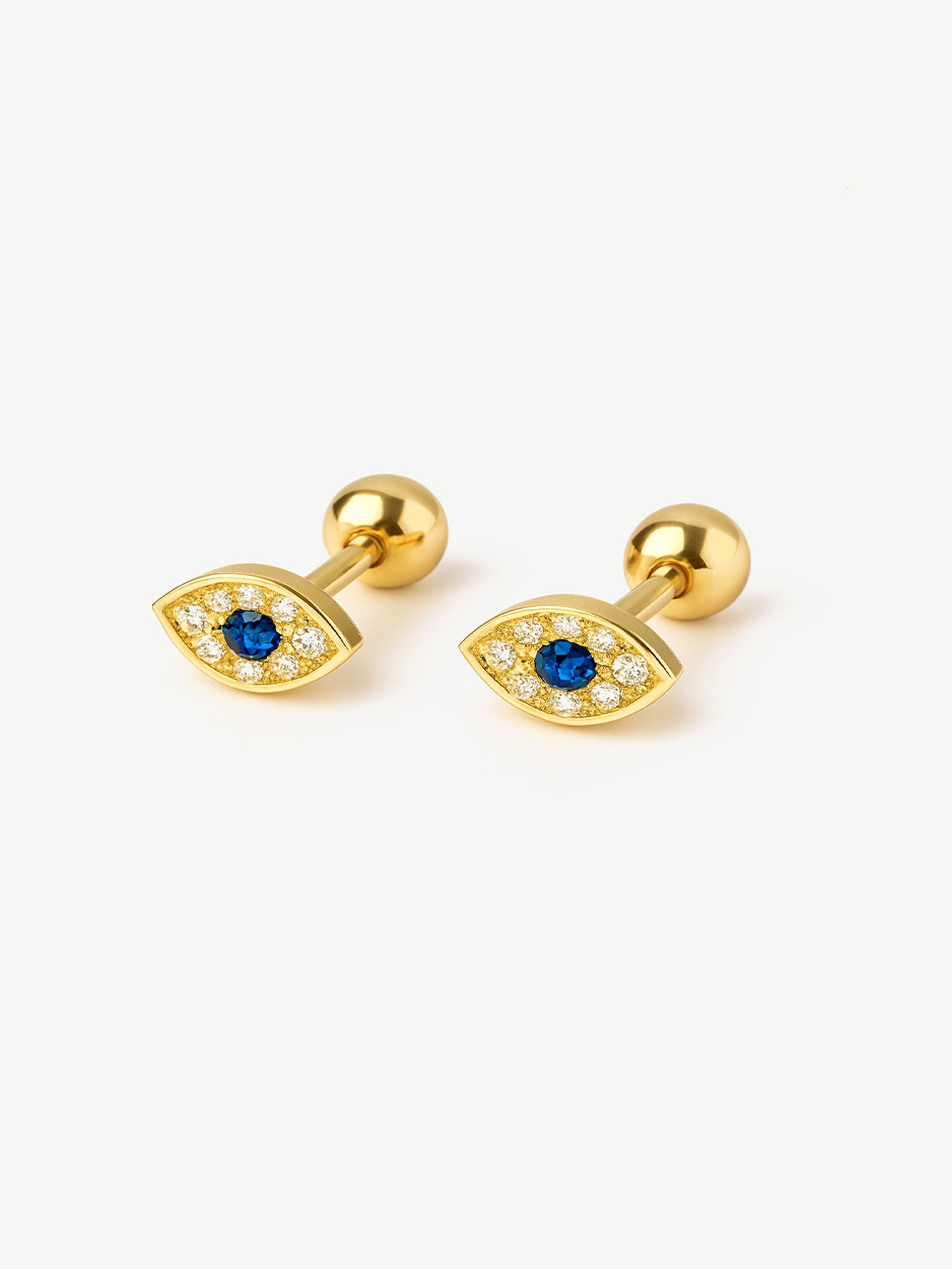 Dainty Evil Eye Earrings - Screw Back