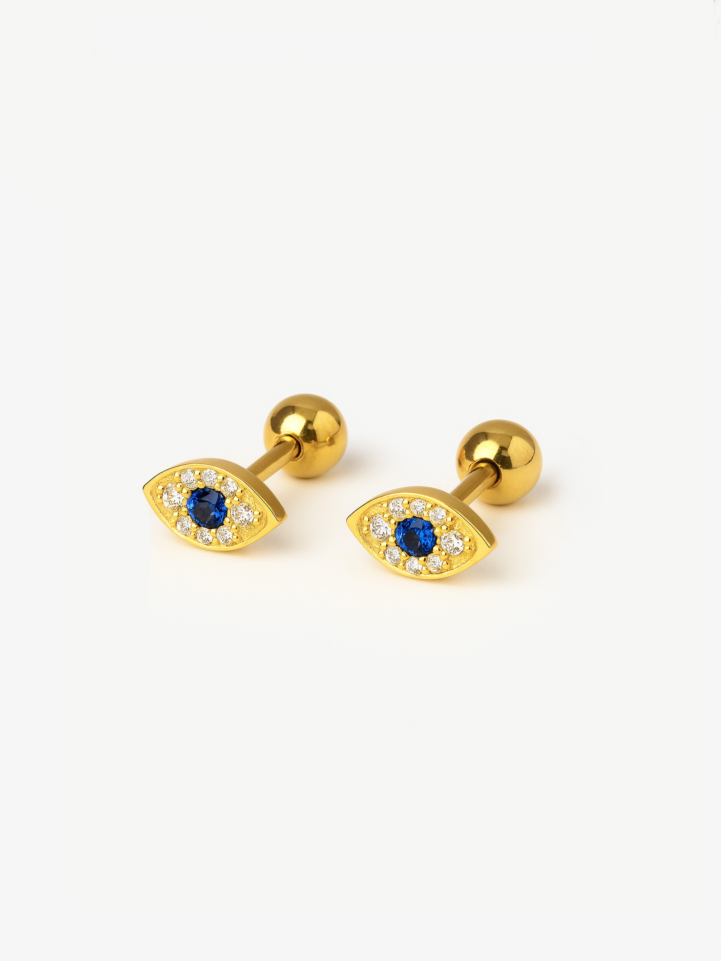 Dainty Evil Eye Earrings - Screw Back